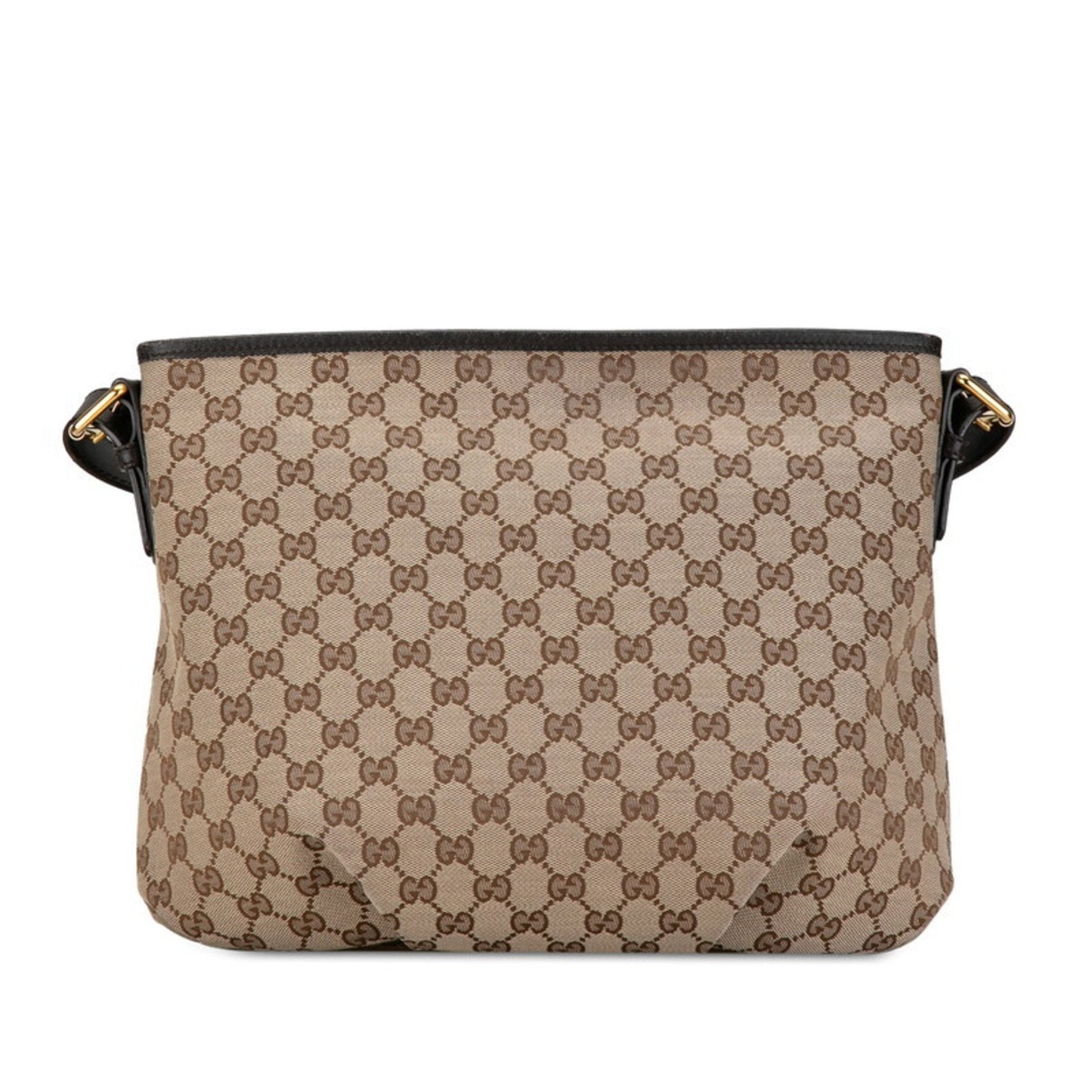 Gucci Beige Brown Canvas Leather Shoulder Bag