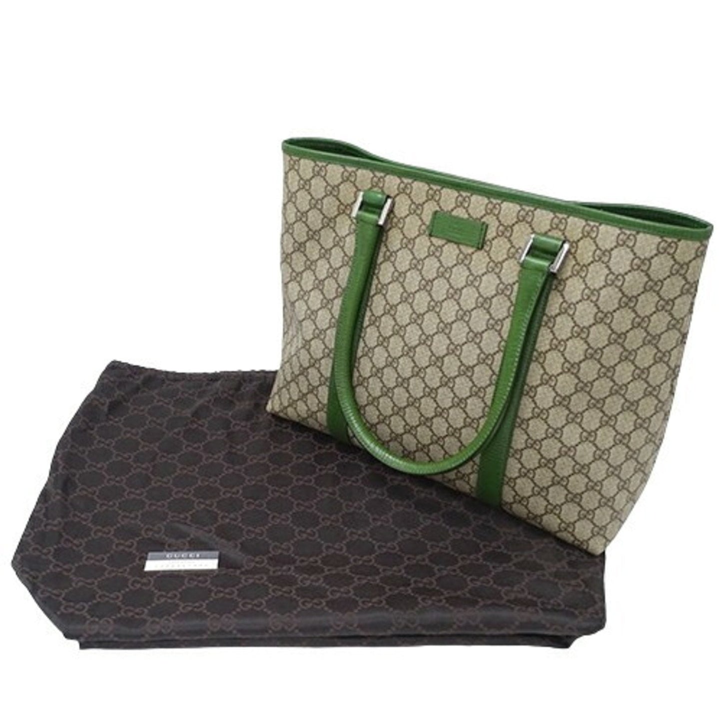 Gucci Beige Brown Green Gg Supreme Tote Bag