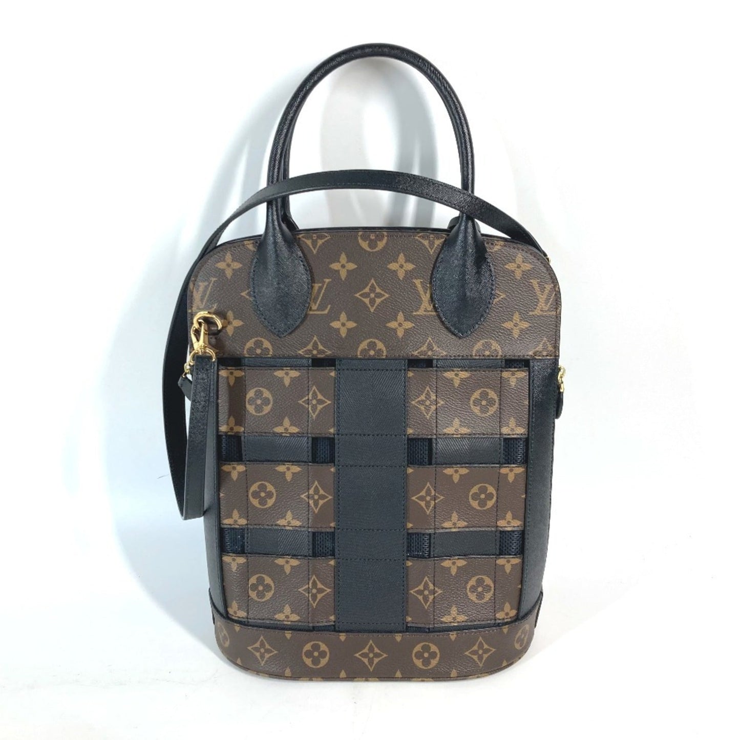 Louis Vuitton Black Brown Monogram Shoulder Bag Tote Bag