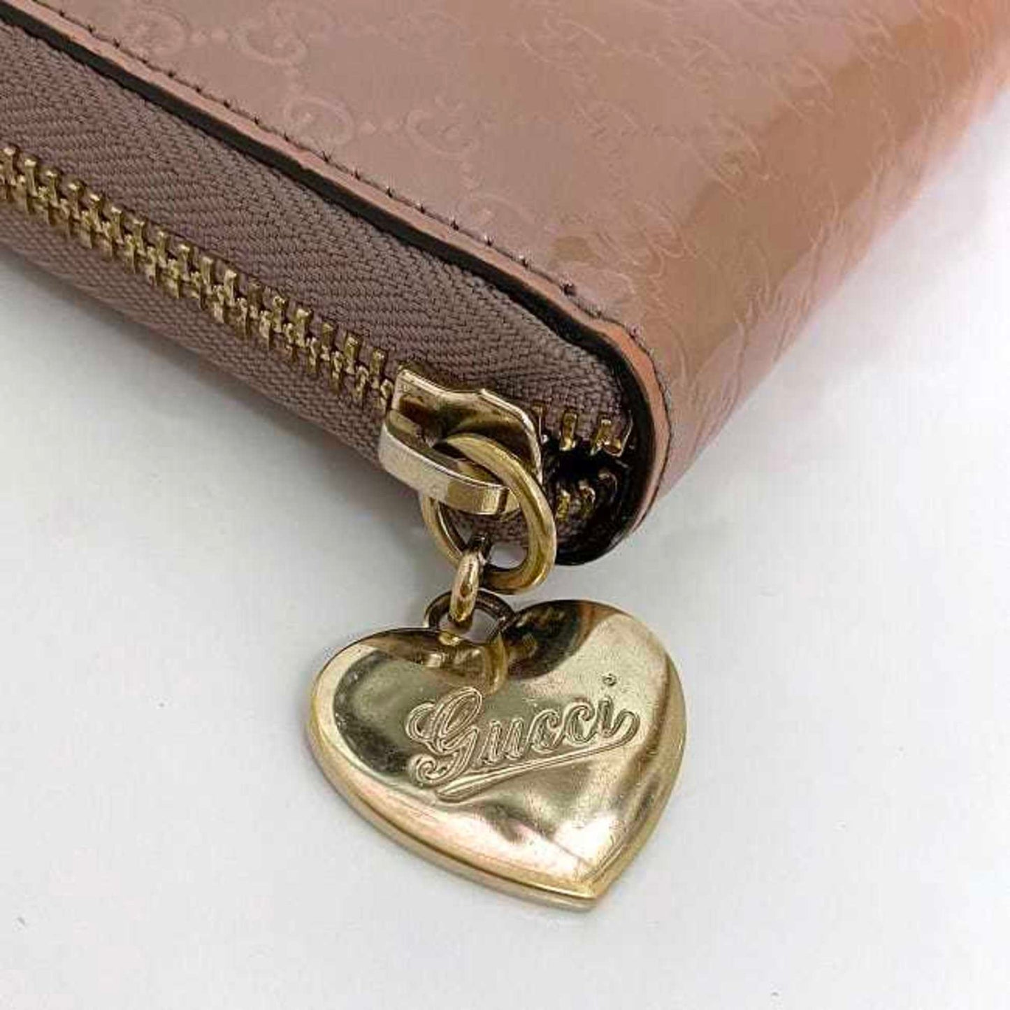 Gucci Microguccissima Gold Pink Patent Leather Long Wallet (Bi-Fold)