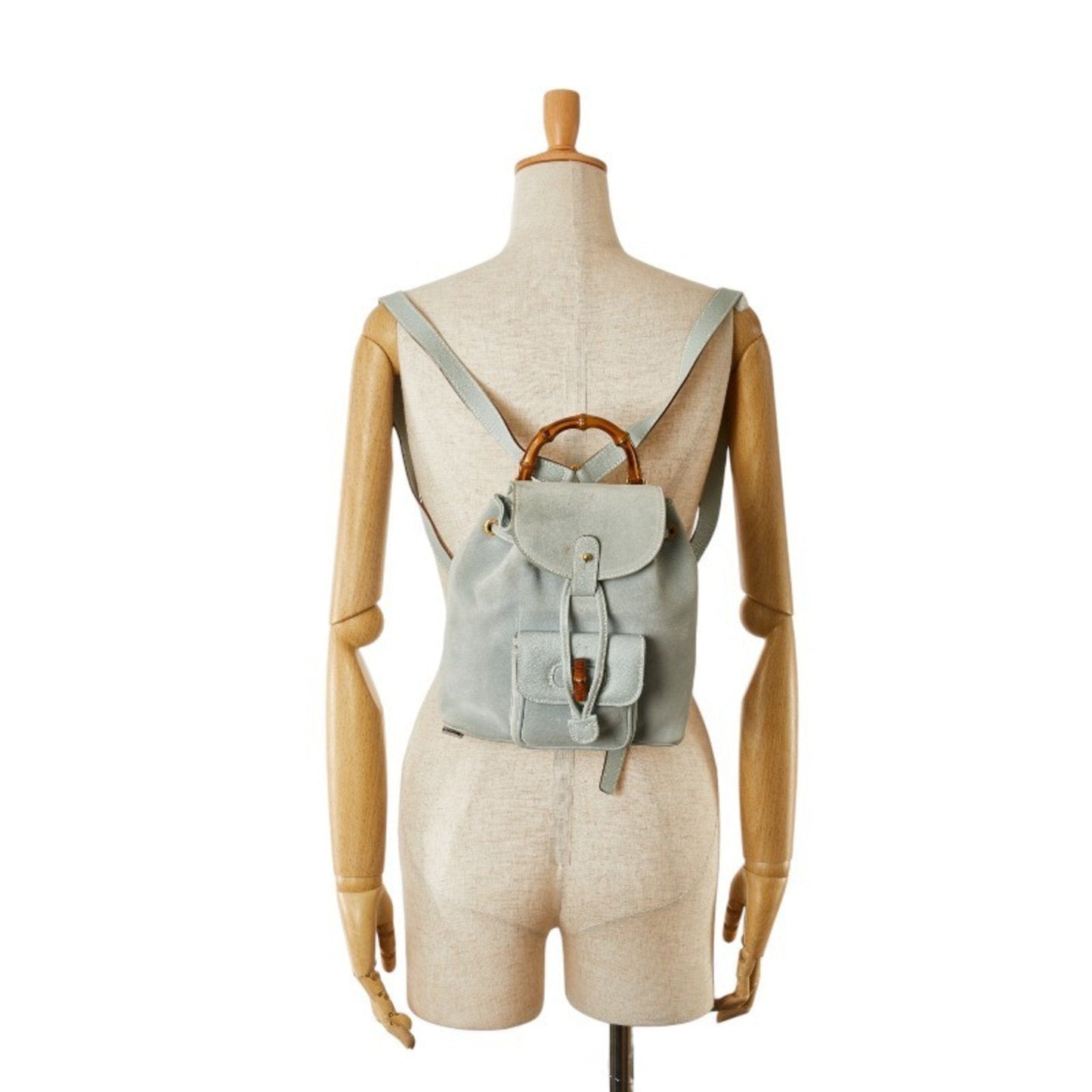 Gucci Light Blue Leather Suede Backpack