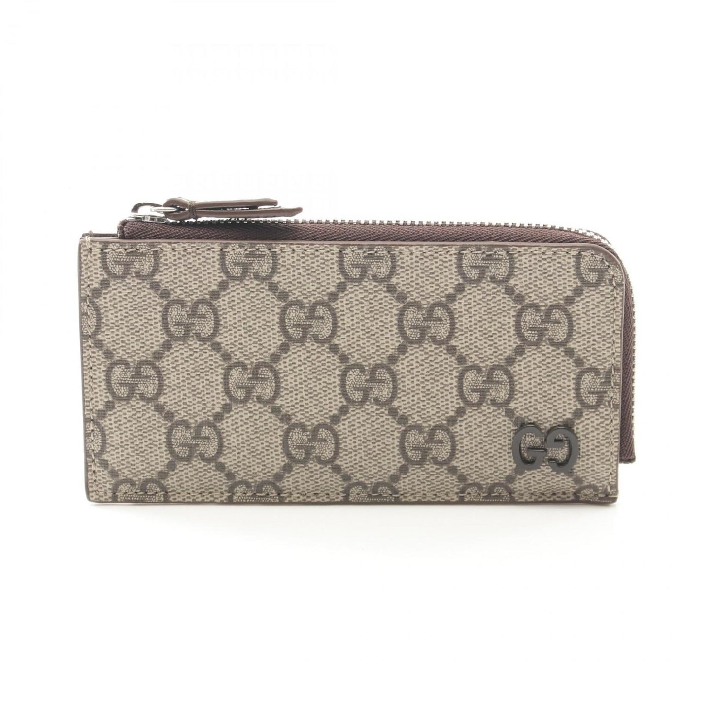 Gucci Beige Brown Coated Canvas Leather Coin Purse/Coin Case ()