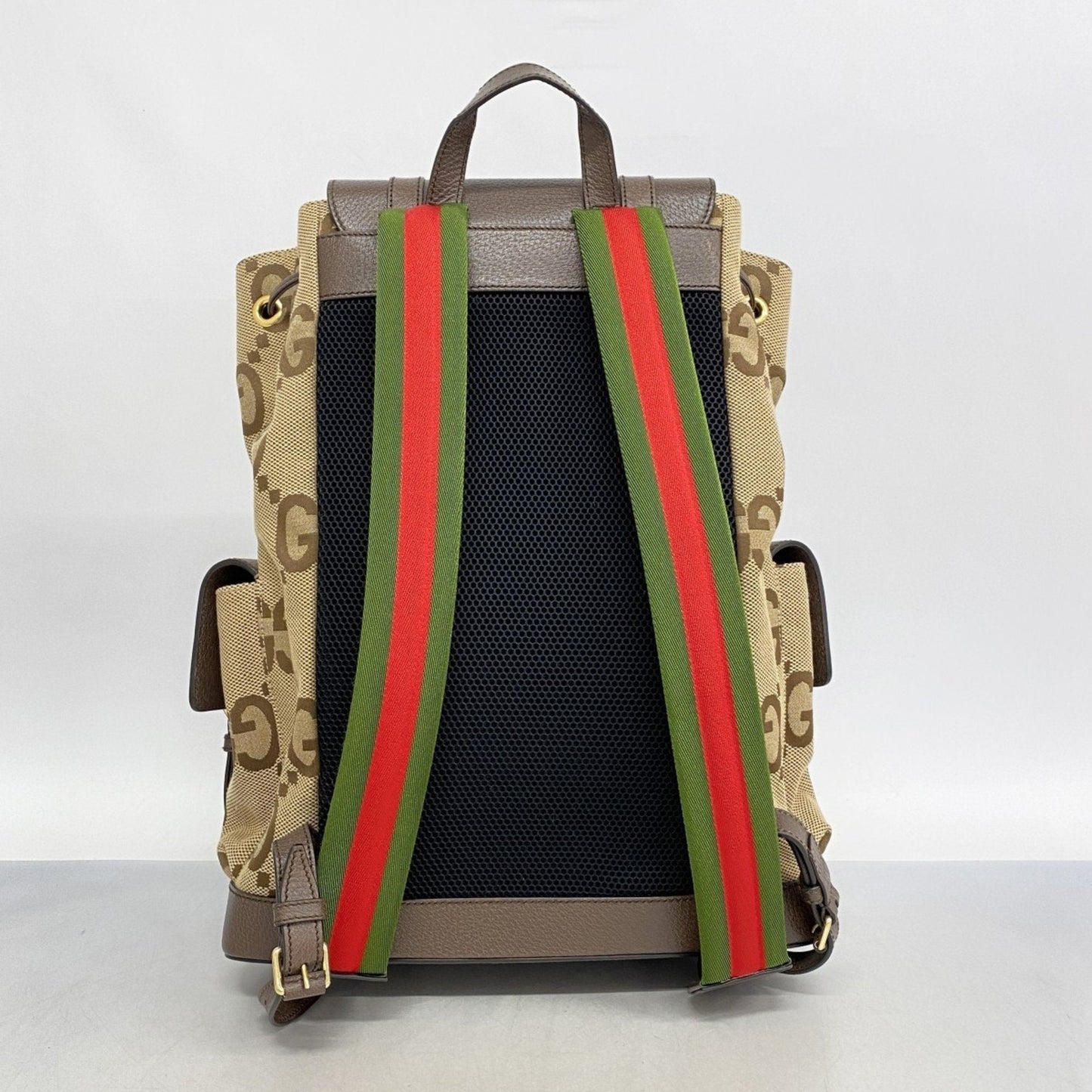 Gucci Brown Canvas Leather Backpack