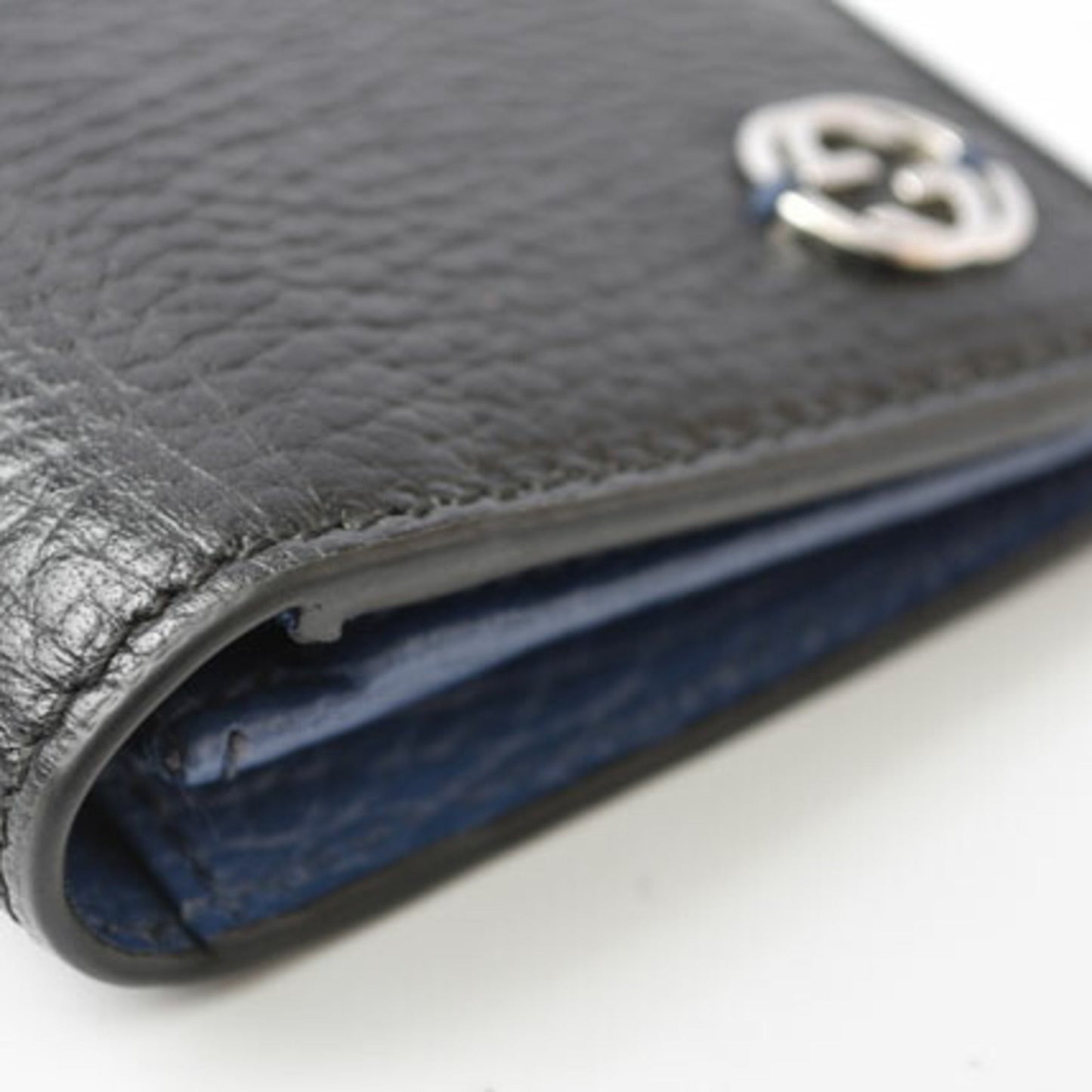 Gucci Black Blue Leather Coin Purse/Coin Case