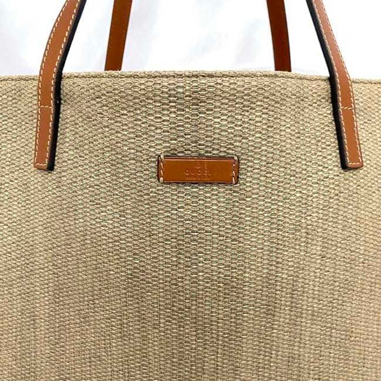 Gucci Beige Brown Leather Tote Bag