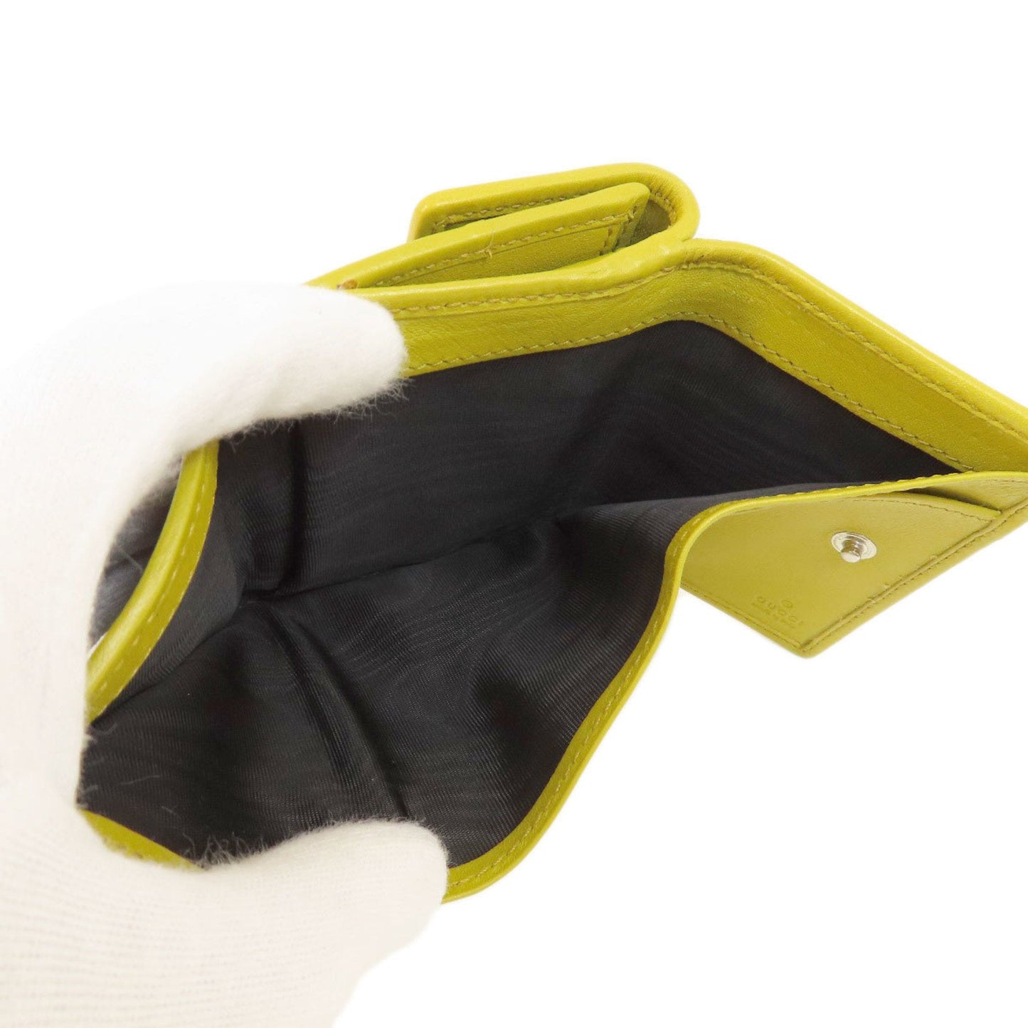 Gucci Black Yellow Leather Wallet (Bi-Fold)