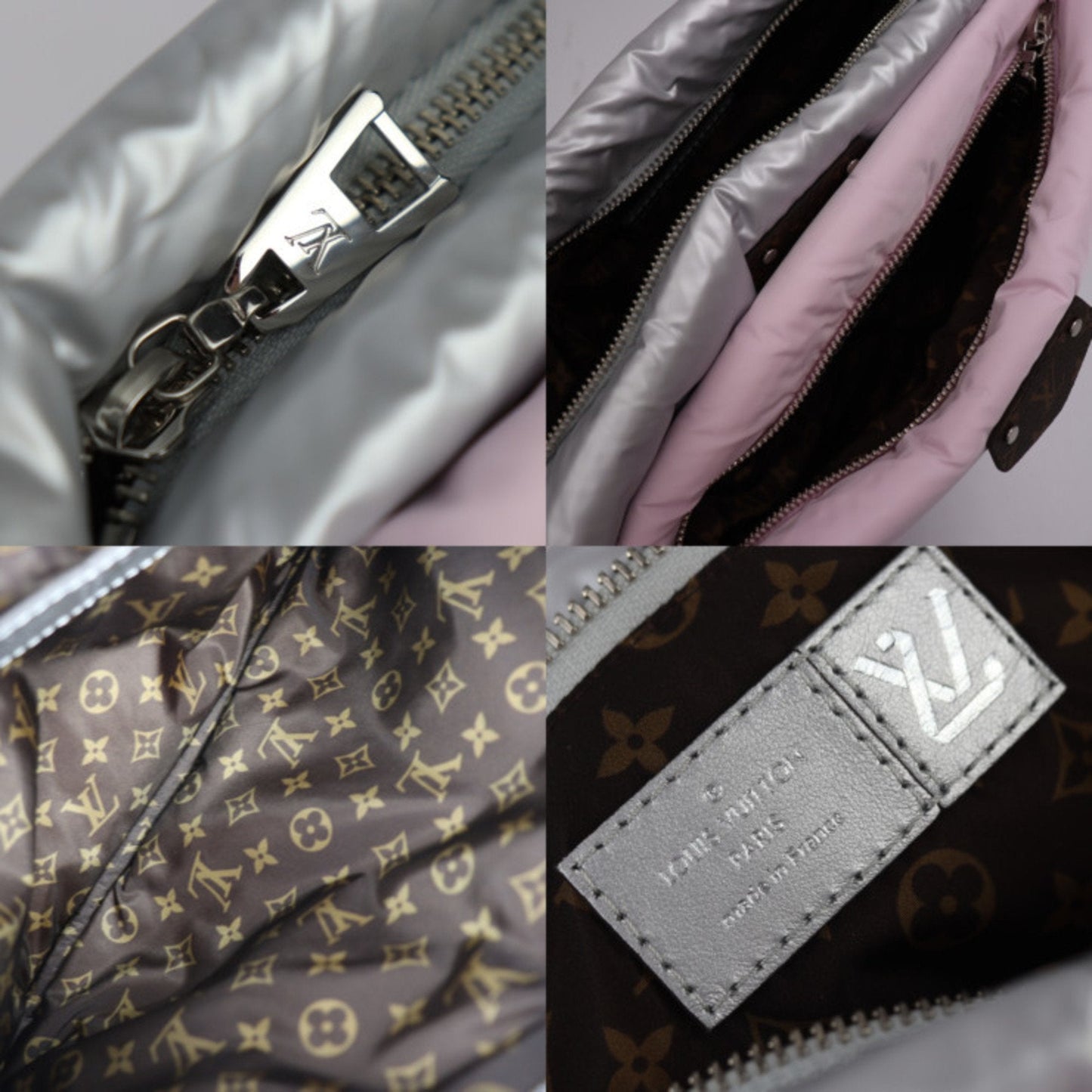 Louis Vuitton Pale Pink Silver Nylon Clutch Bag Handbag Pochette Pouch Shoulder Bag