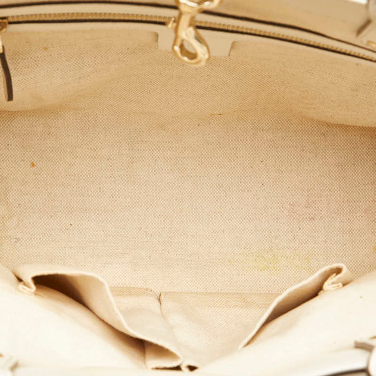 Gucci Beige White Canvas Leather Handbag Tote Bag