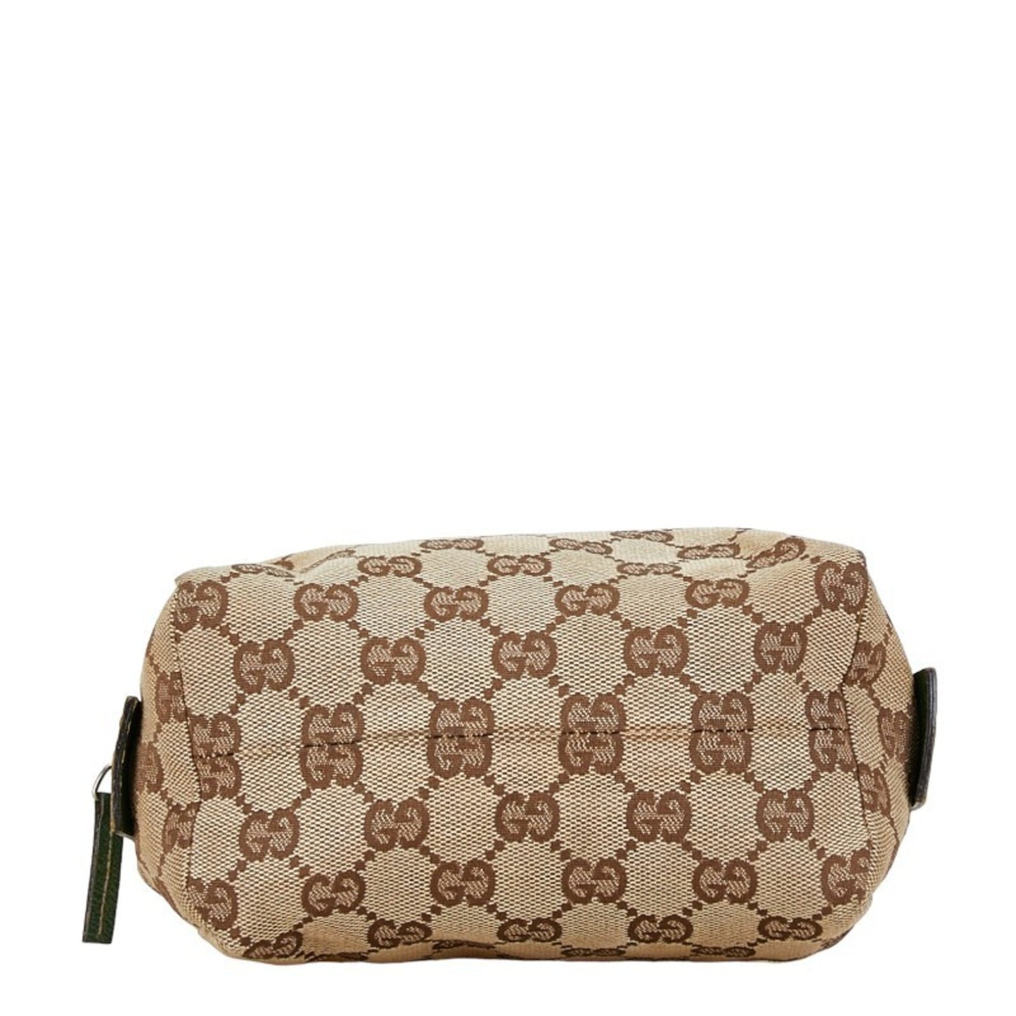 Gucci Beige Green Canvas Leather Pouch