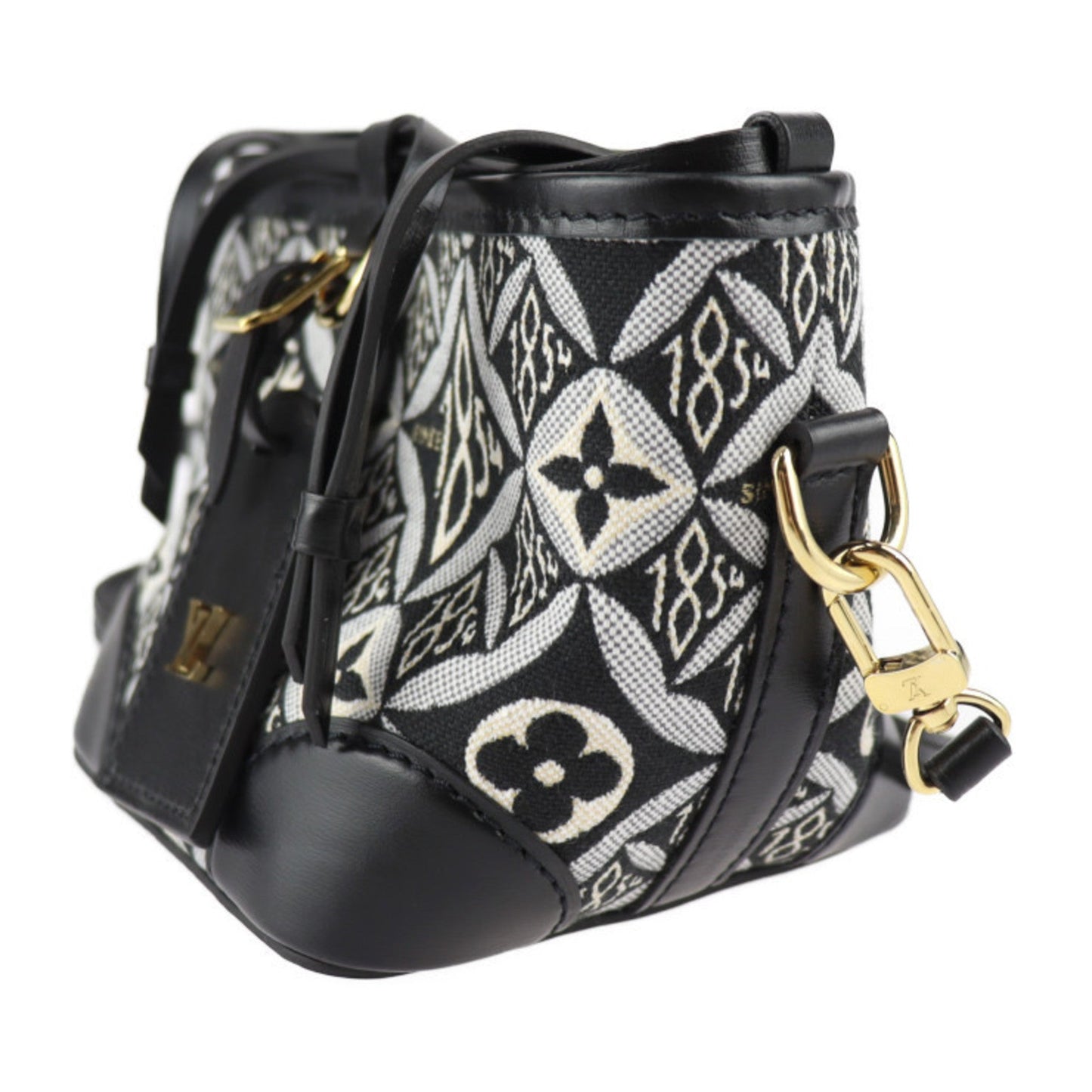 Louis Vuitton Black Canvas Leather Handbag Shoulder Bag Tote Bag
