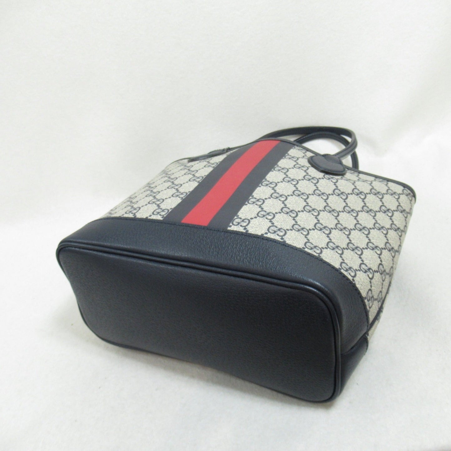 Gucci Gg Canvas Beige Black Gg Canvas Leather Tote Bag