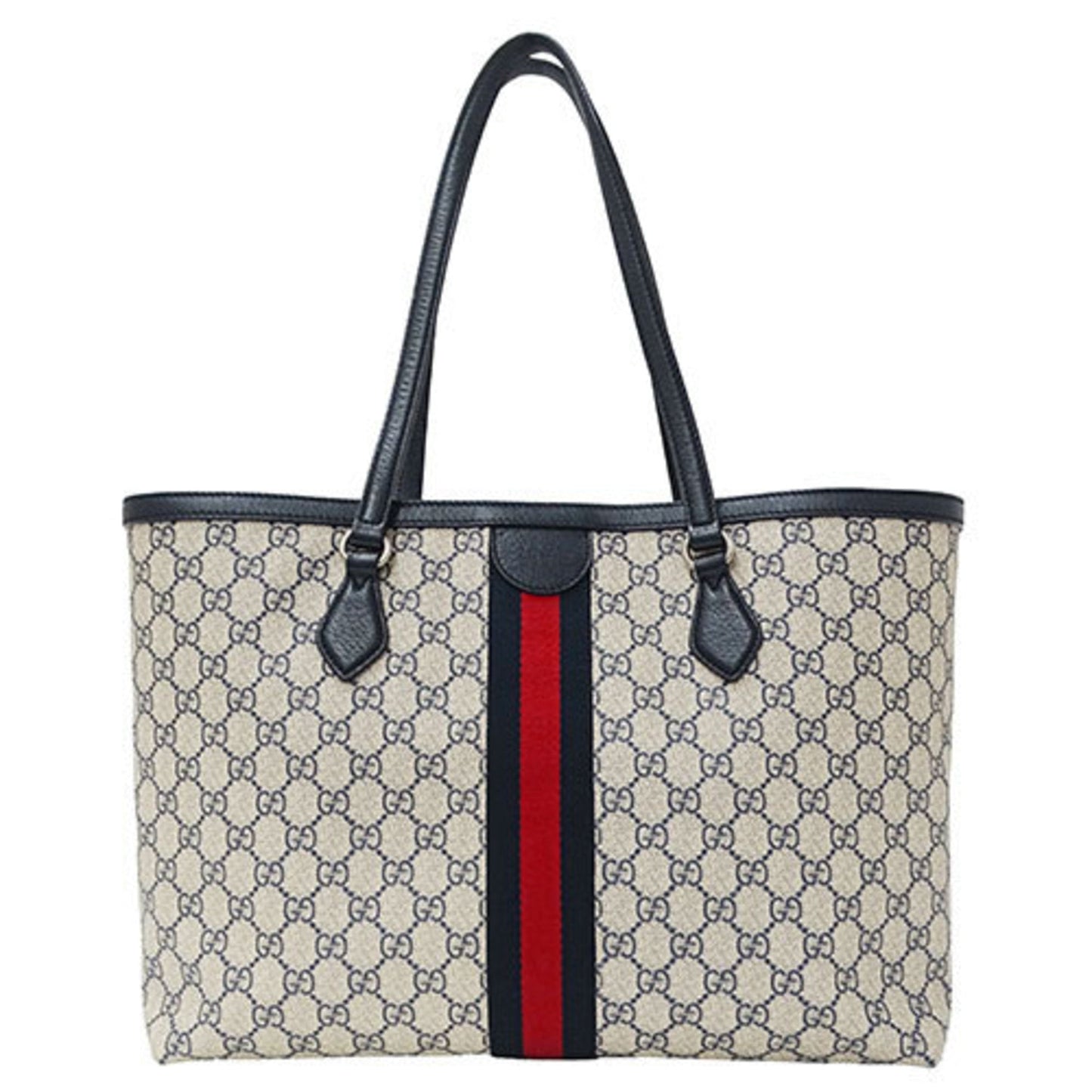 Gucci Ivory Navy Gg Supreme Tote Bag