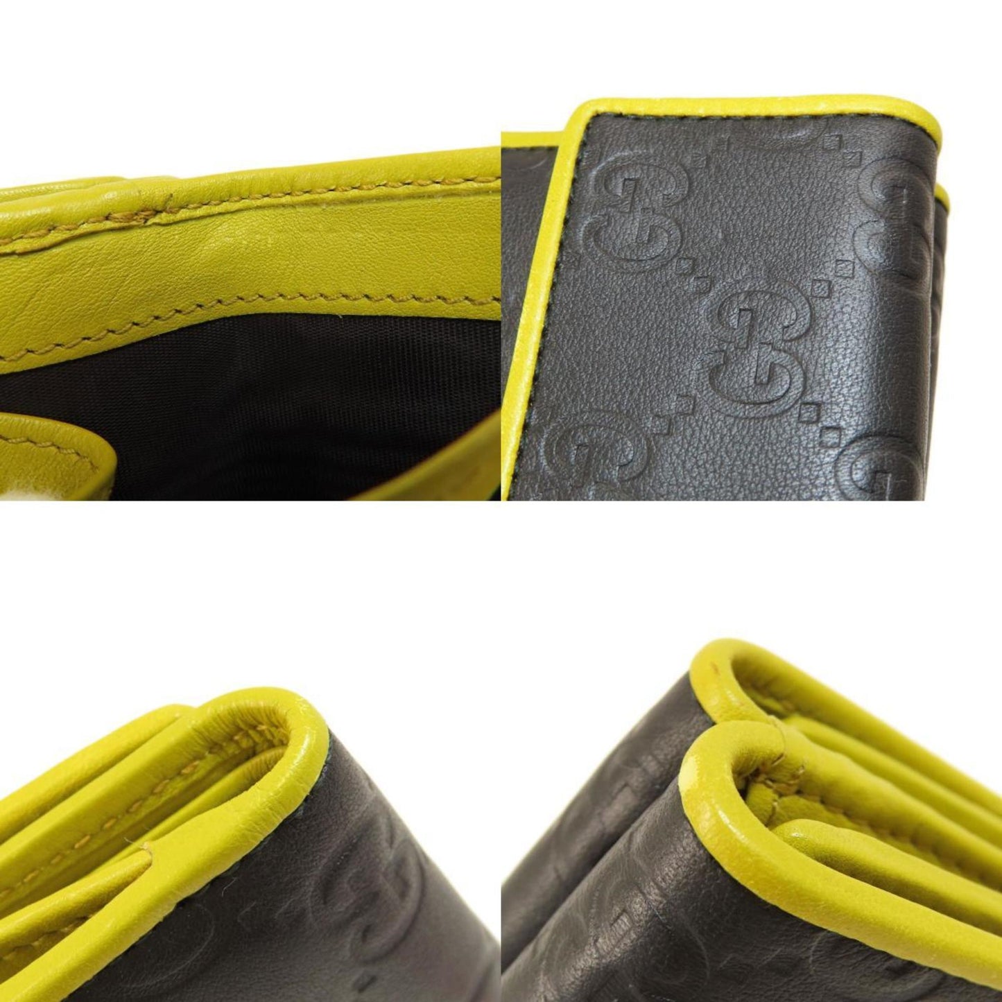 Gucci Black Yellow Leather Wallet (Bi-Fold)