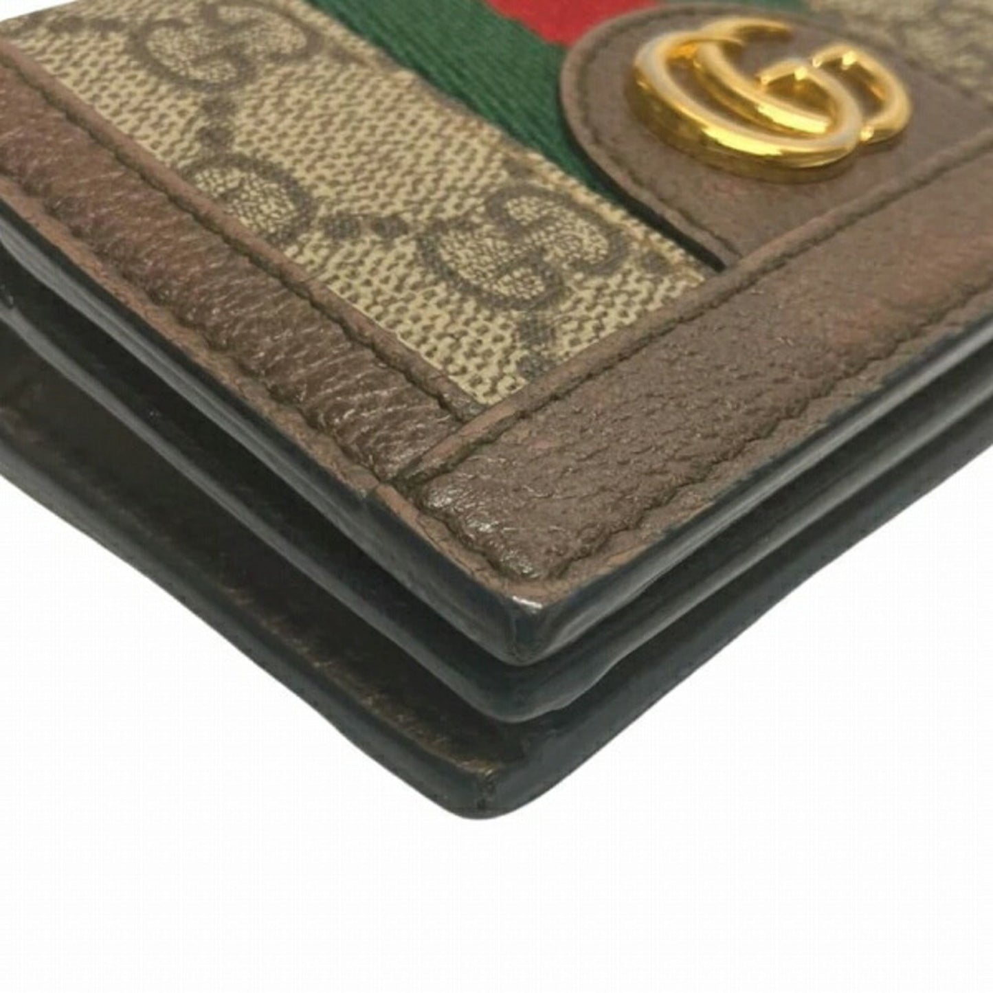 Gucci Beige Dark Brown Gg Supreme Leather Wallet (Bi-Fold)