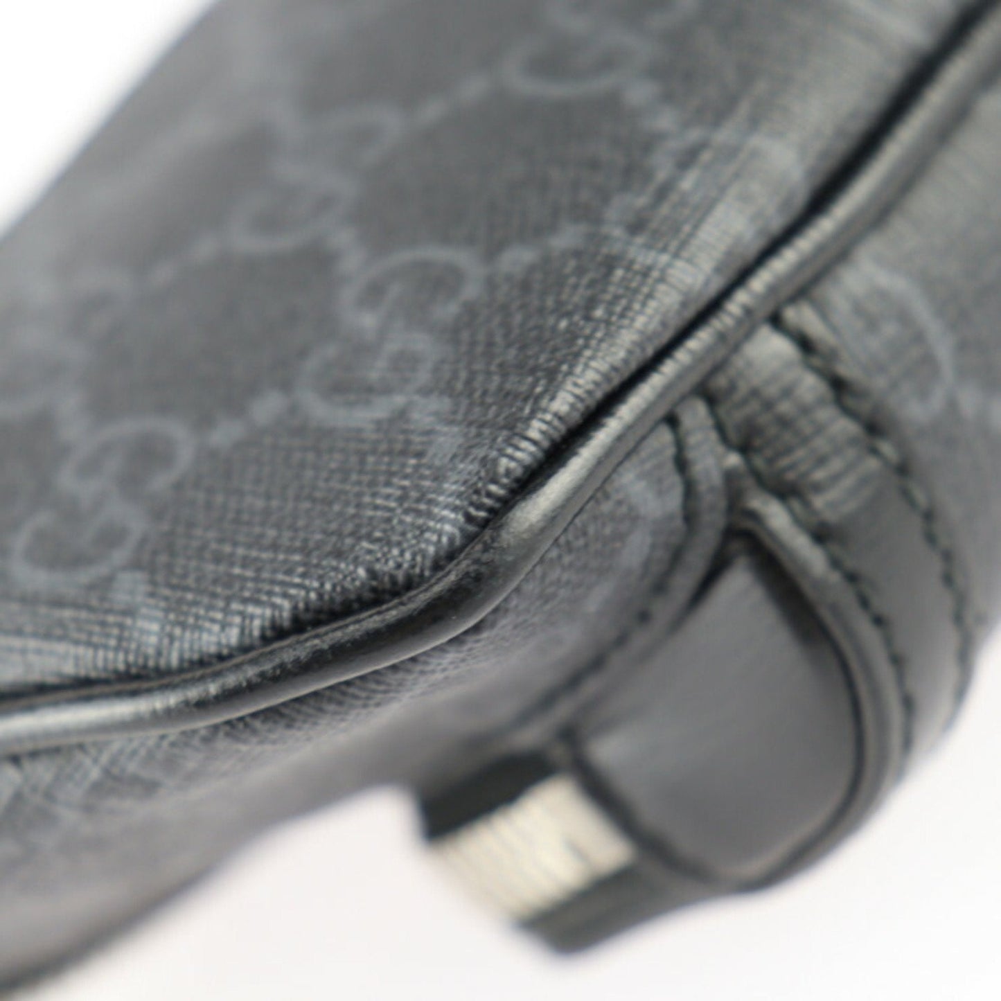 Gucci Black Gray Gg Supreme Leather Fanny Pack Sling Bag