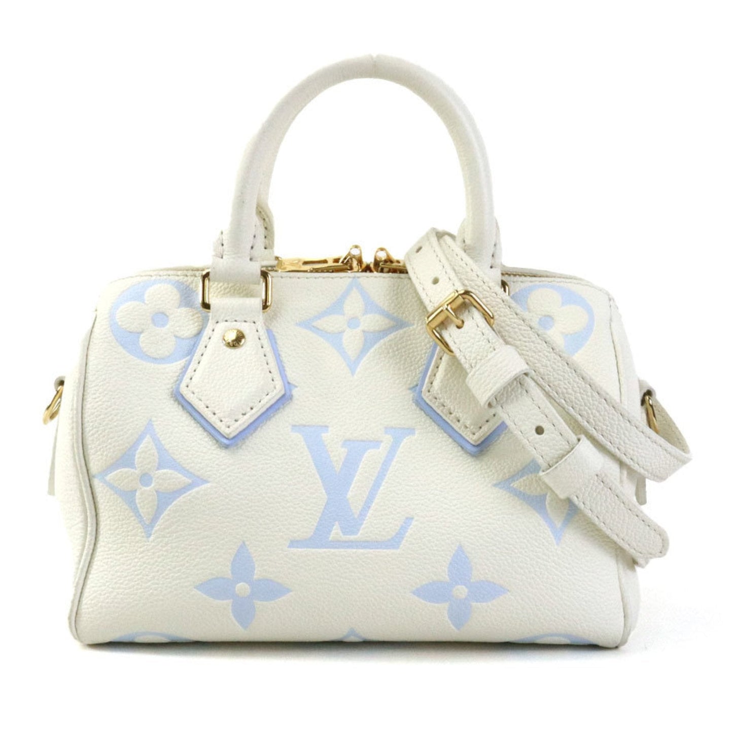 Louis Vuitton Blue White Leather Handbag Shoulder Bag ()