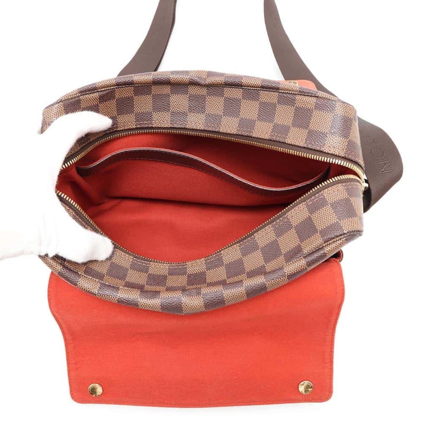 Louis Vuitton Brown Red Color Damier Canvas Shoulder Bag