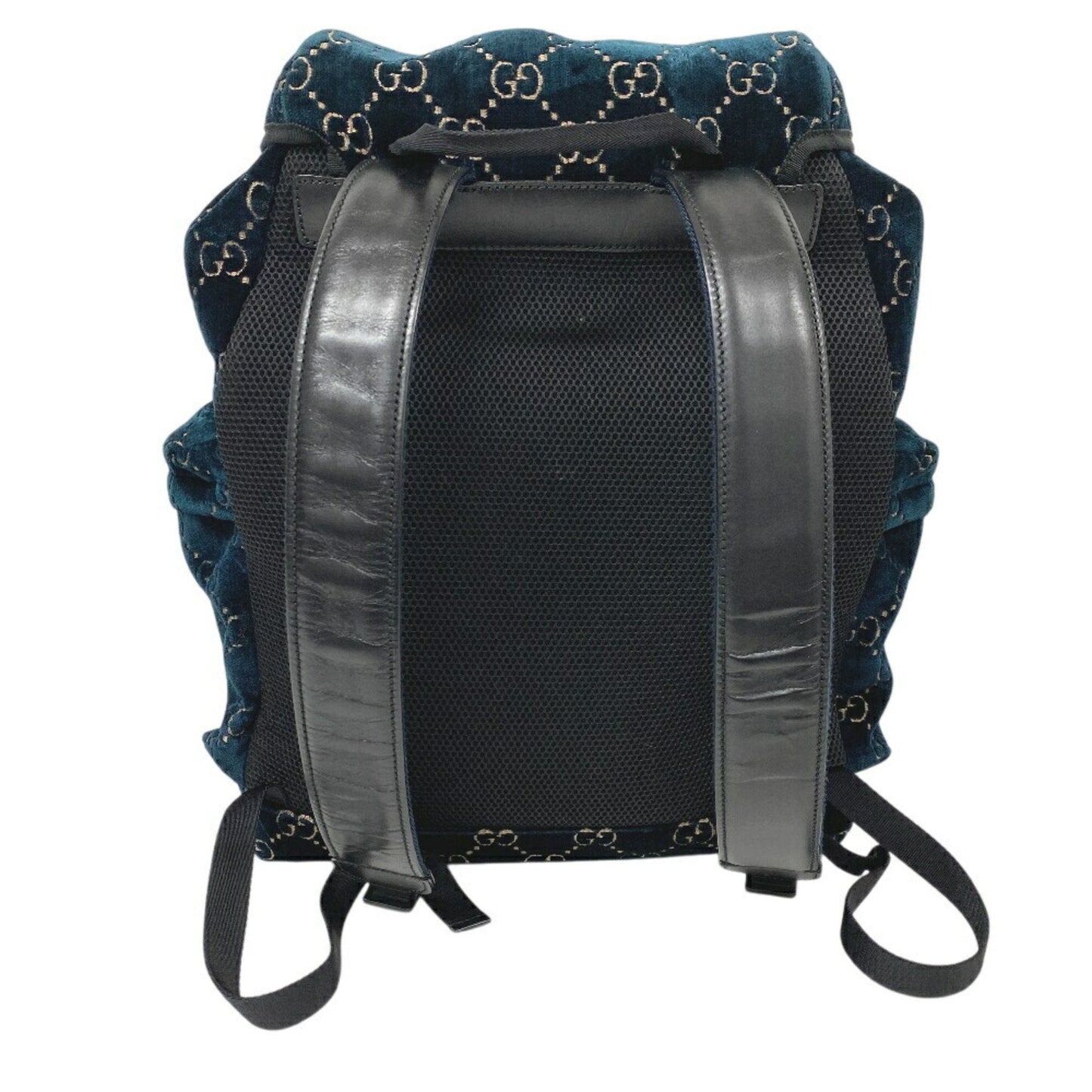 Gucci Black Green Leather Nylon Backpack