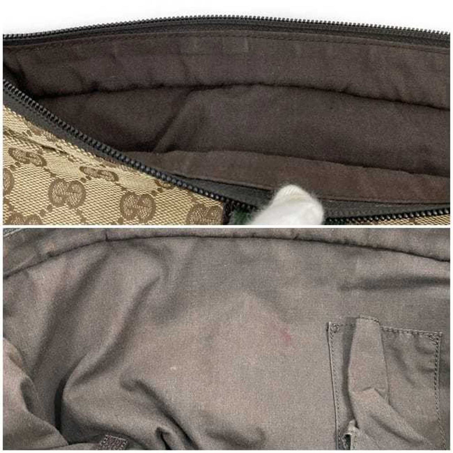 Gucci Beige Brown Canvas Leather Handbag Tote Bag