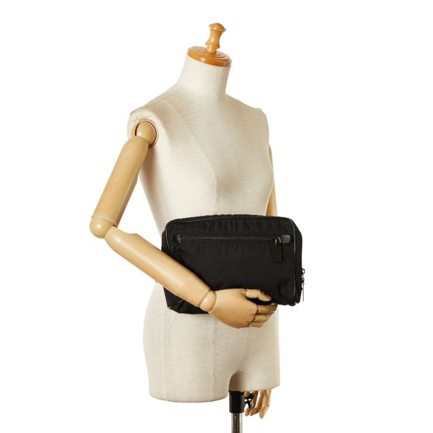 Gucci Black Nylon Leather Clutch Bag