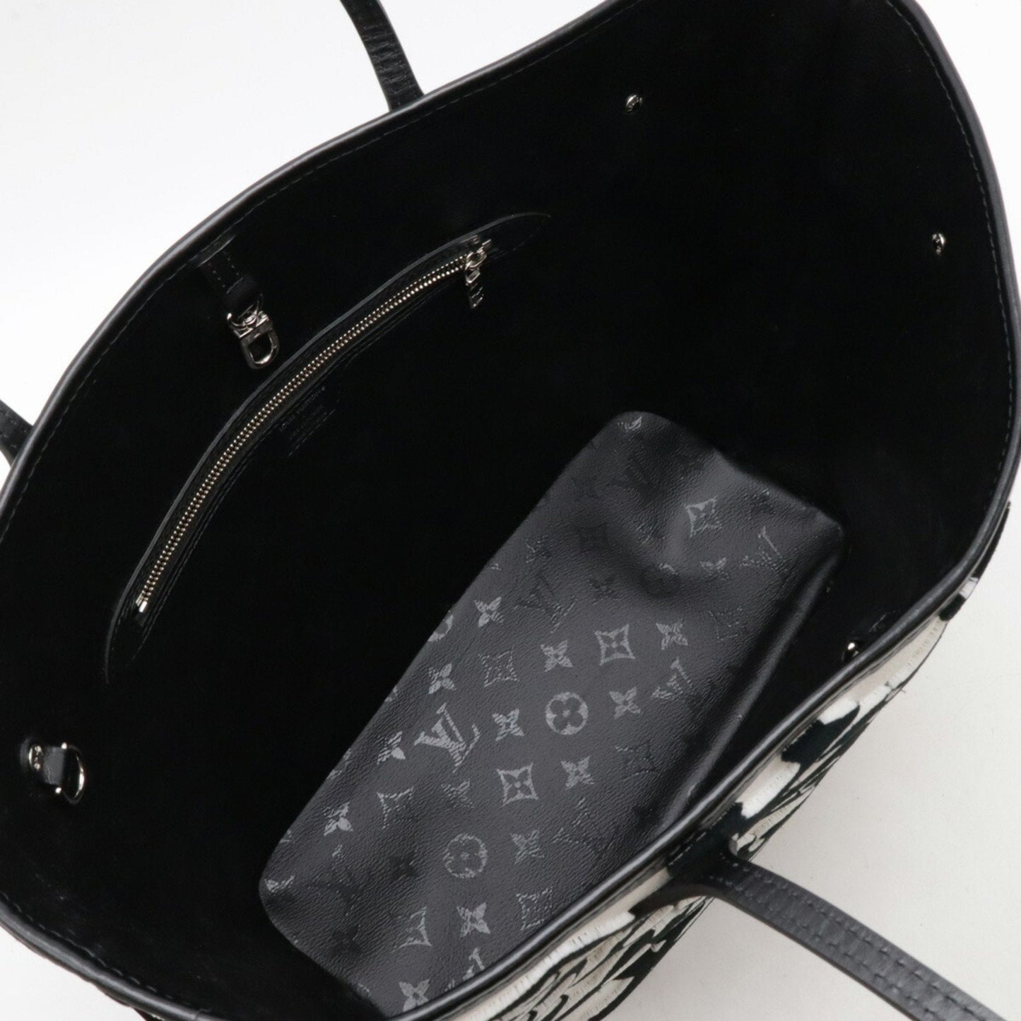 Louis Vuitton Black Monogram White Monogram Pouch Shoulder Bag Tote Bag