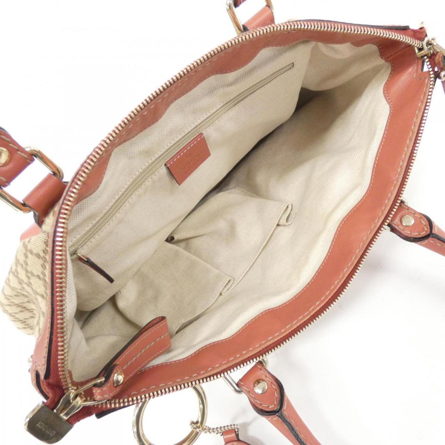 Gucci Beige Pink Canvas Leather Handbag Shoulder Bag