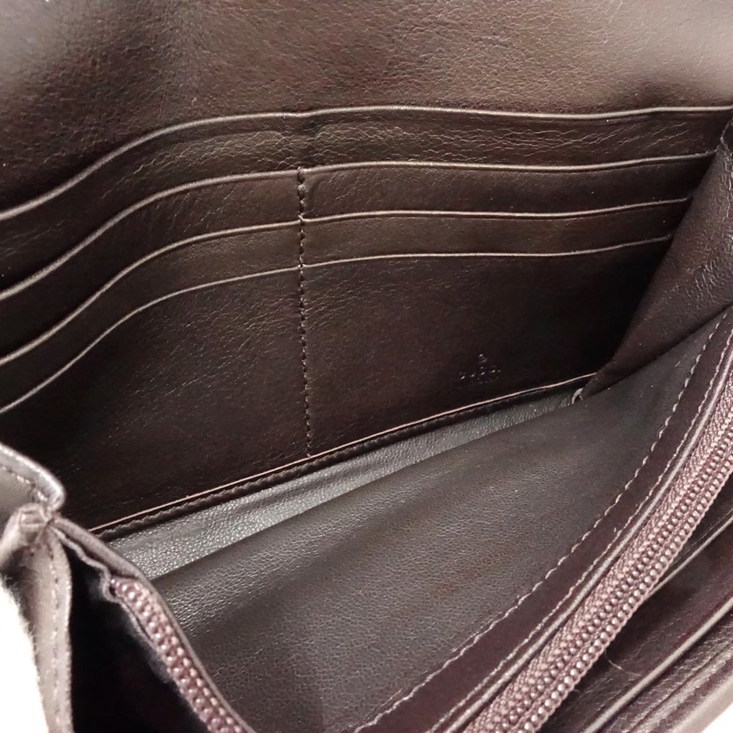 Gucci Dark Brown Leather Long Wallet (Bi-Fold)
