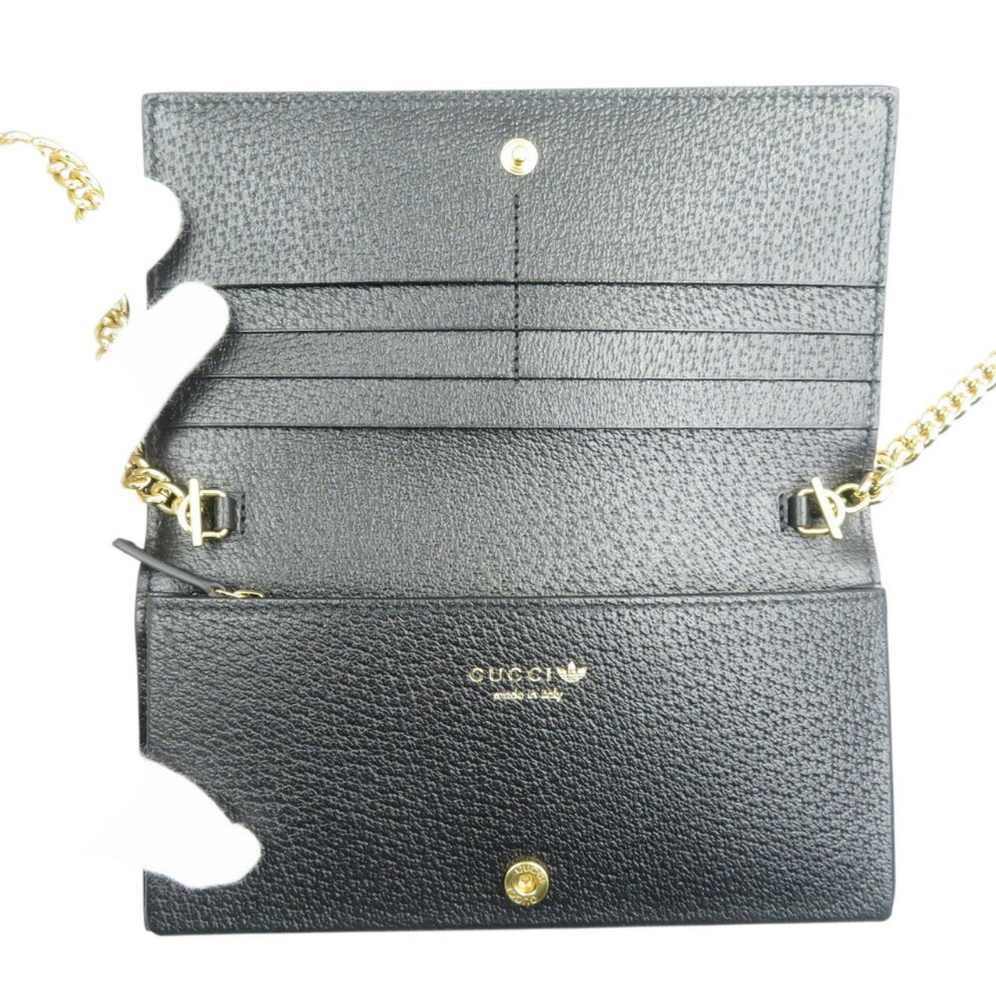 Gucci Black Red Color Gg Crystal Chain/Shoulder Wallet