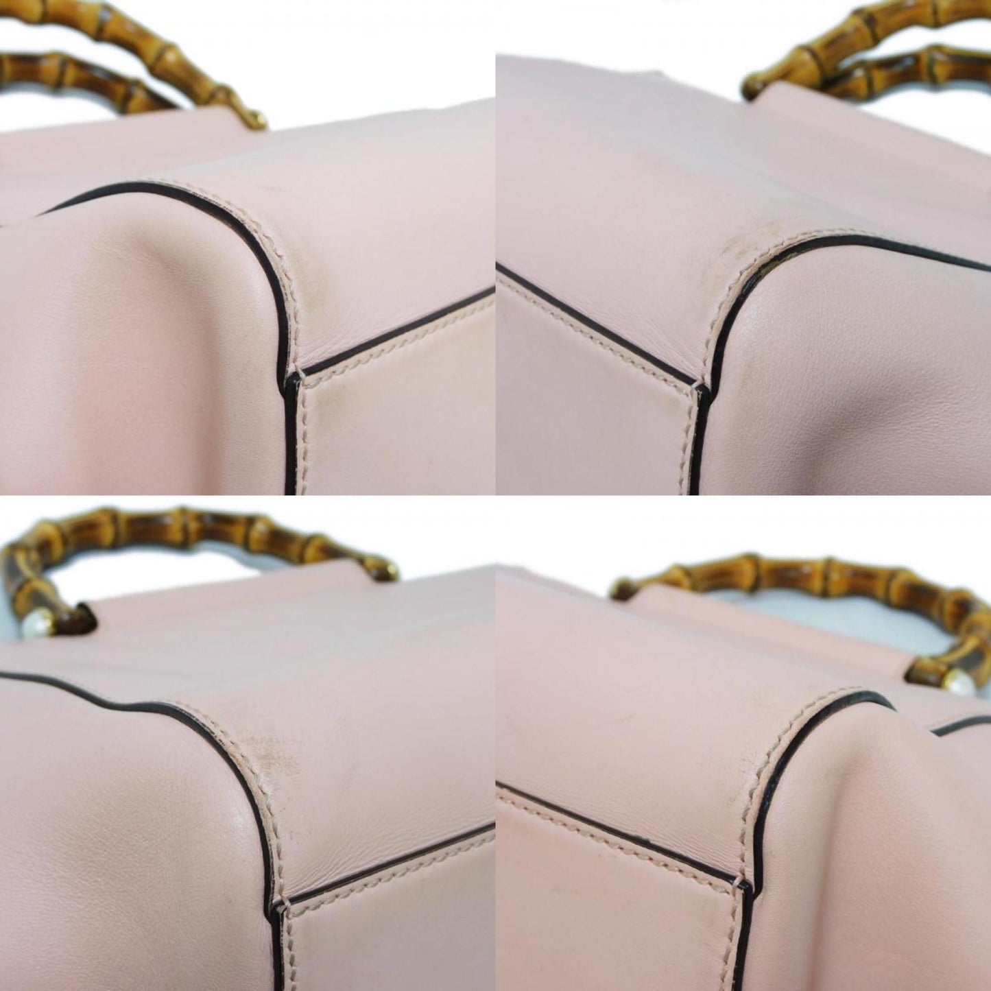 Gucci Light Pink Bamboo Leather Handbag