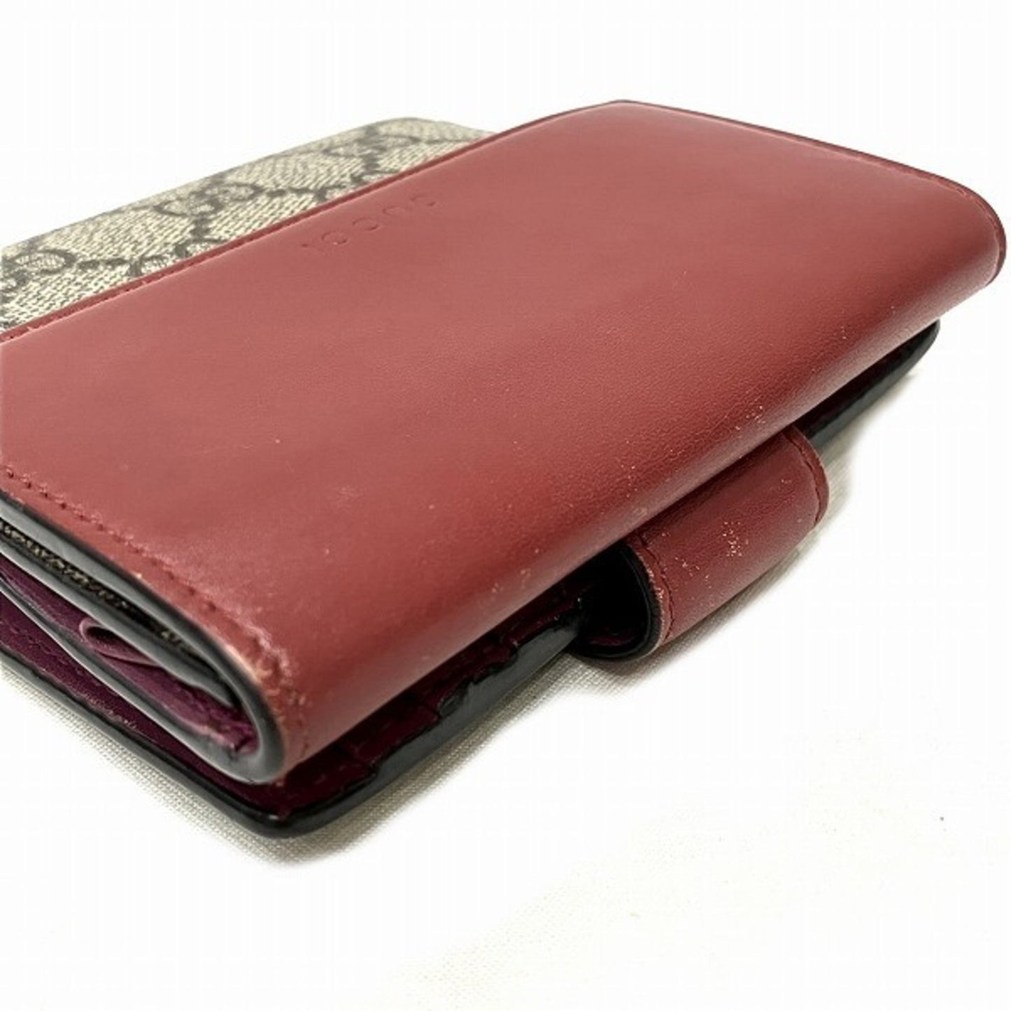 Gucci Gray Red Color Leather Pvc Wallet (Bi-Fold)