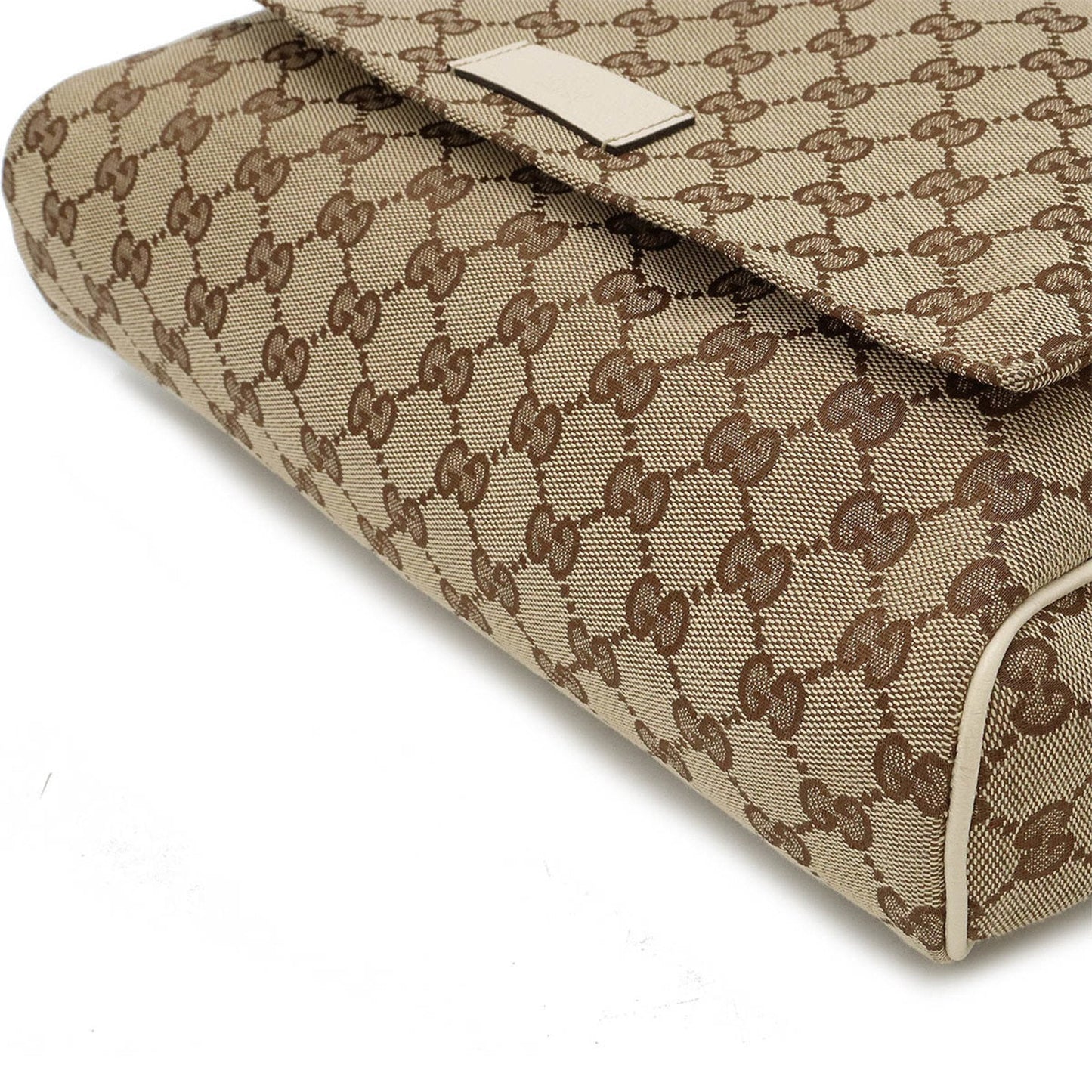 Gucci Beige Ivory Canvas Leather Shoulder Bag