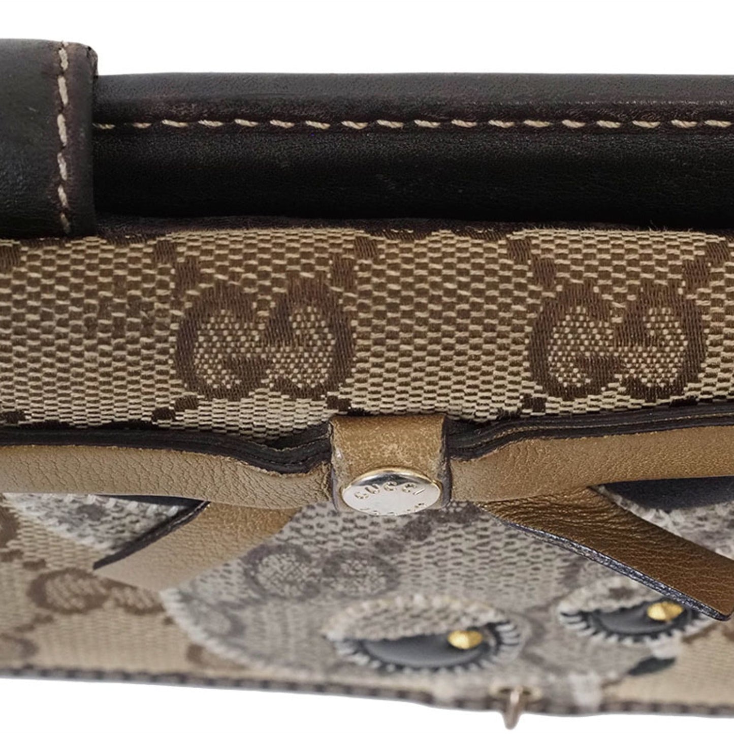 Gucci Brown Canvas Leather Long Wallet (Bi-Fold)