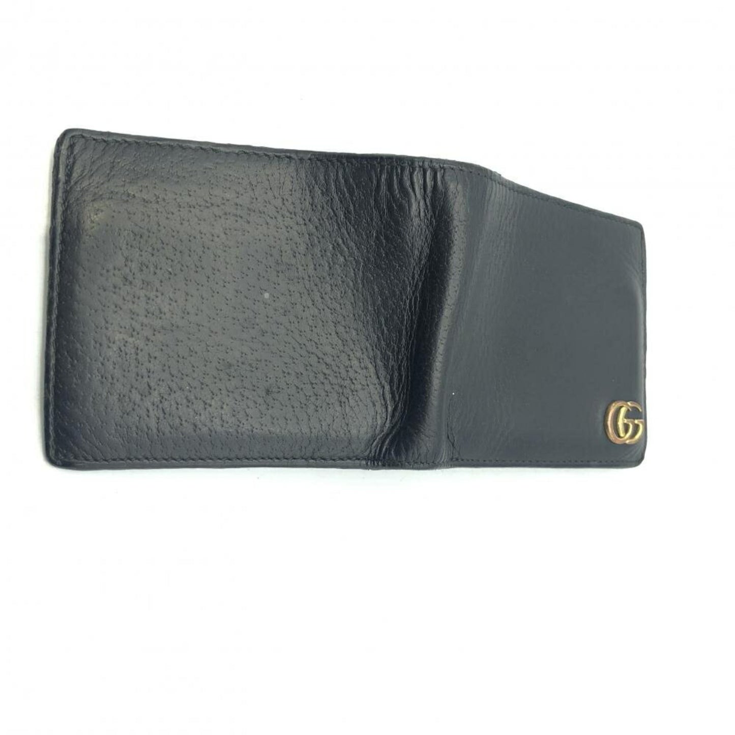 Gucci Black Gray Navy Leather Middle Wallet (Bi-Fold)