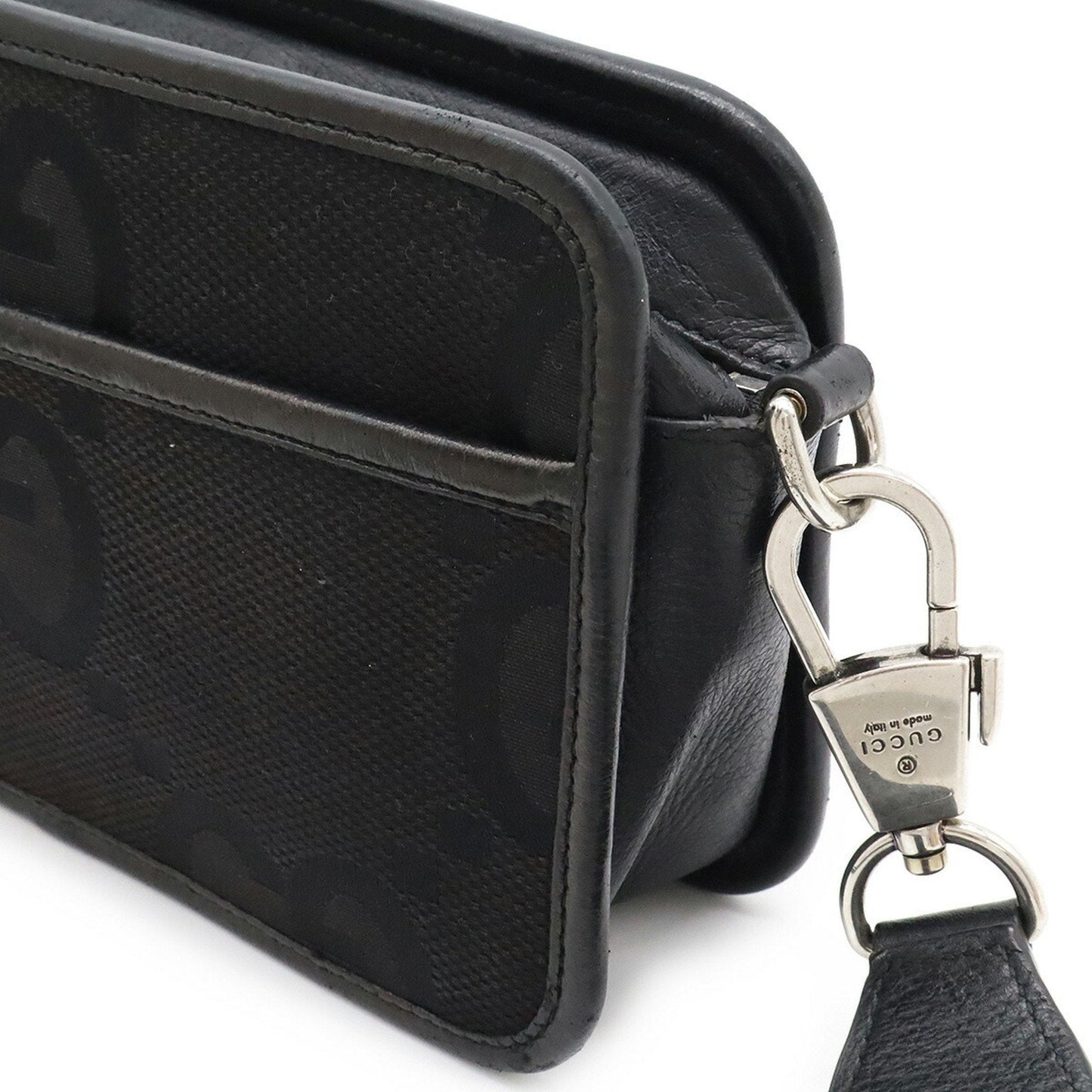 Gucci Black Leather Clutch Bag Pochette Shoulder Bag