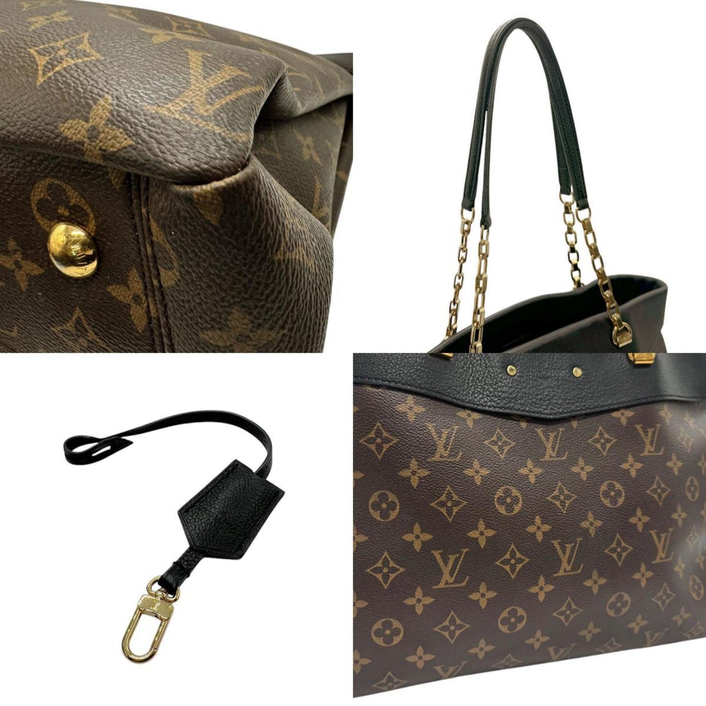 Louis Vuitton Black Brown Monogram Leather Shoulder Bag