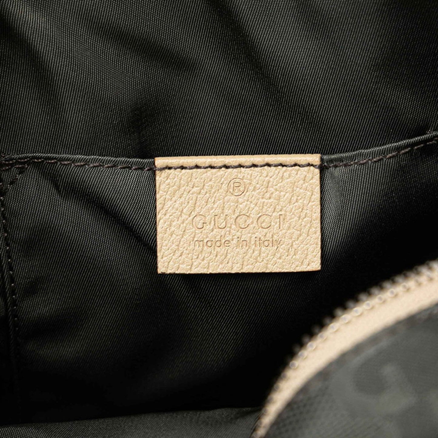 Gucci Beige Gray Nylon Leather Handbag Shoulder Bag