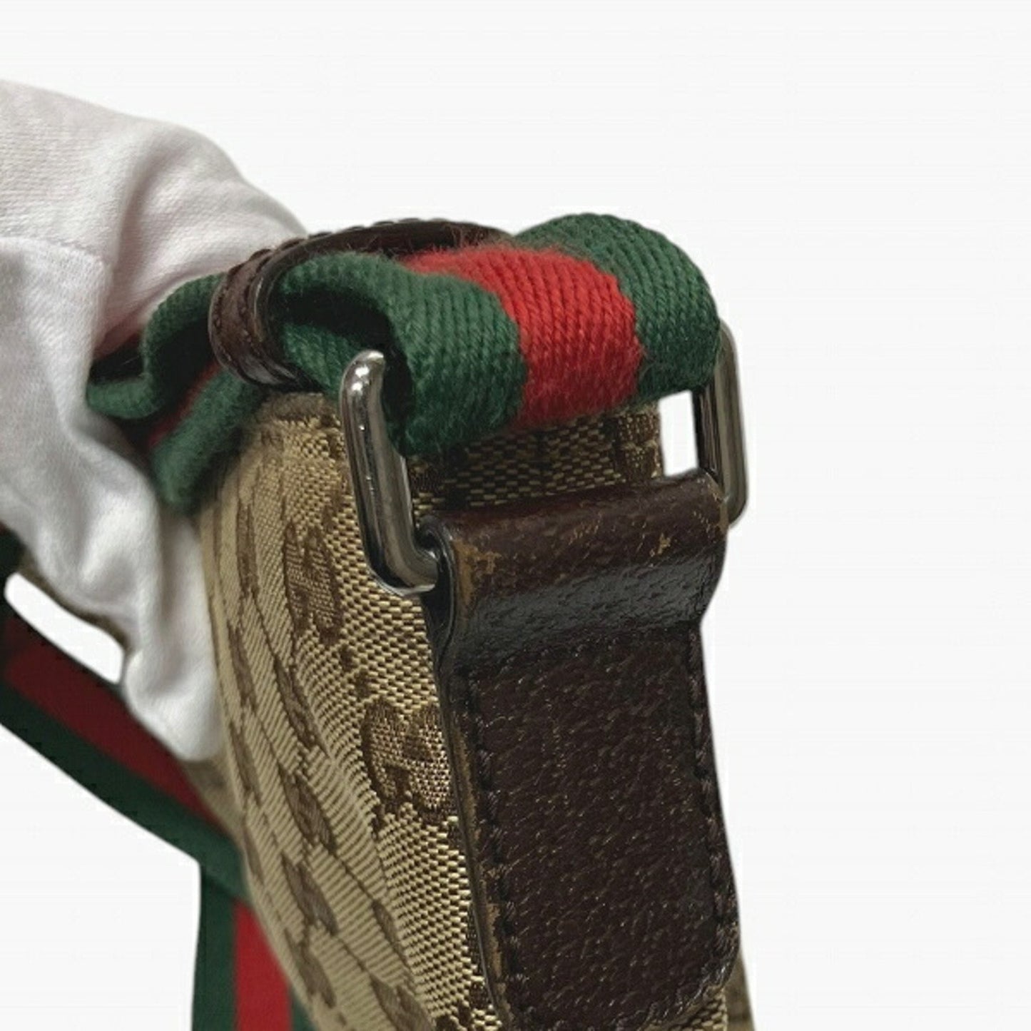 Gucci Brown Gg Canvas Leather Shoulder Bag