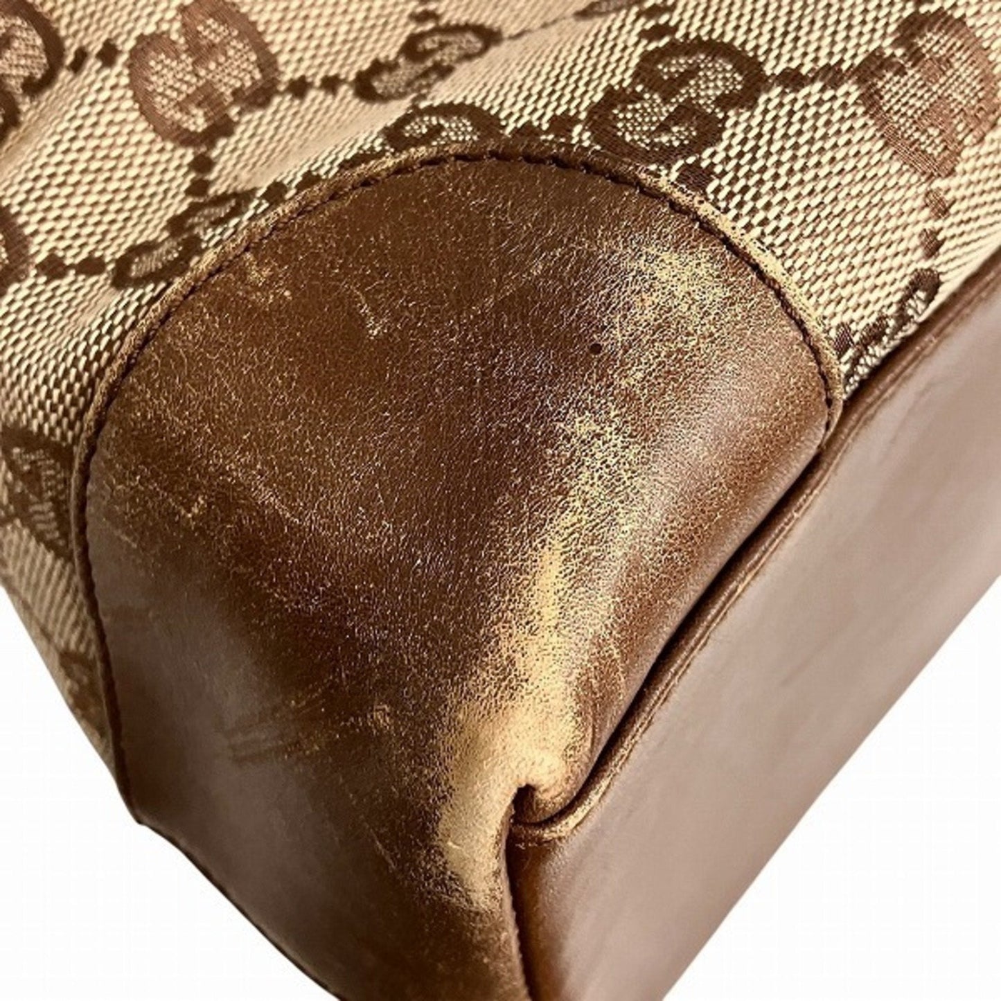 Gucci Beige Brown Gg Canvas Leather Tote Bag