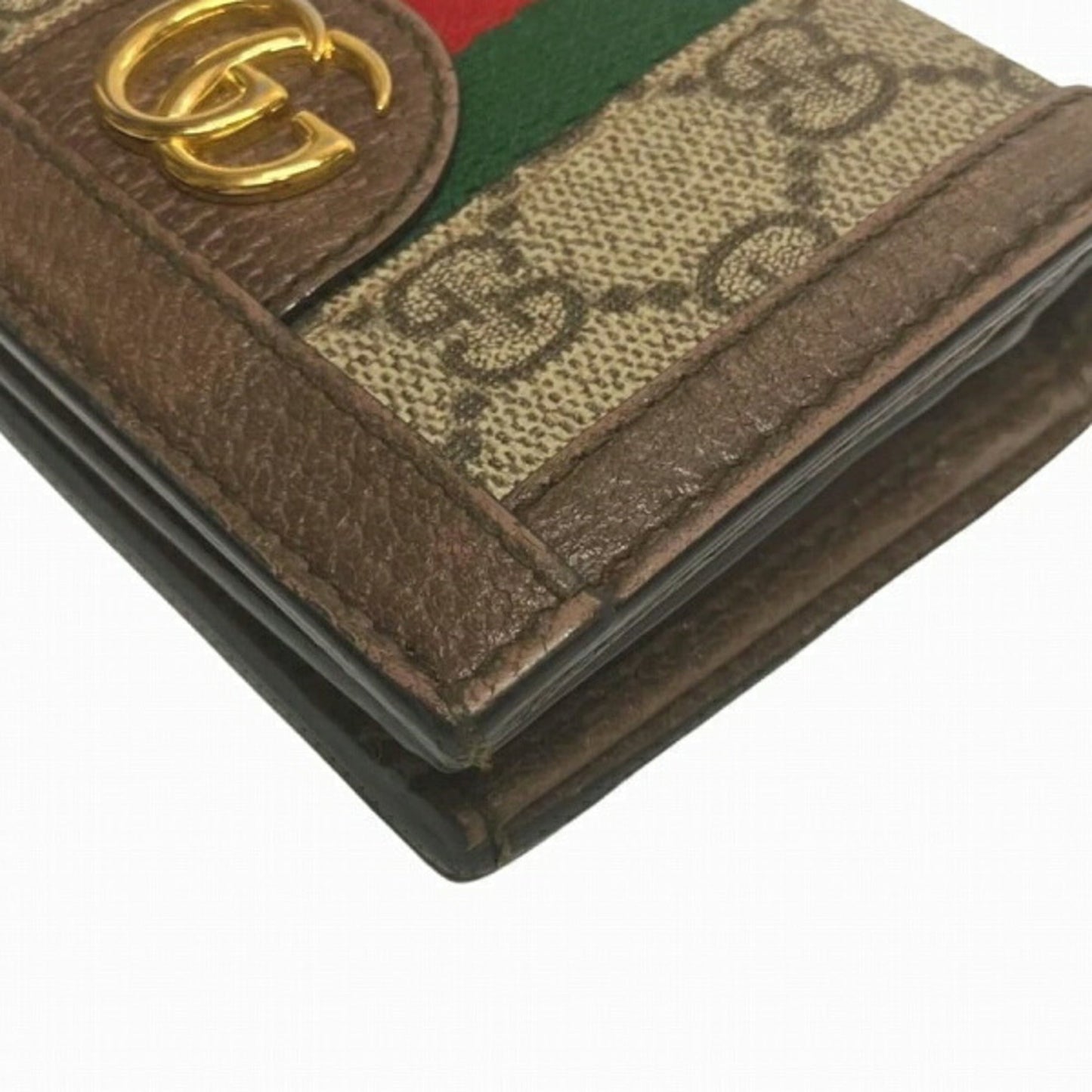 Gucci Beige Dark Brown Gg Supreme Leather Wallet (Bi-Fold)