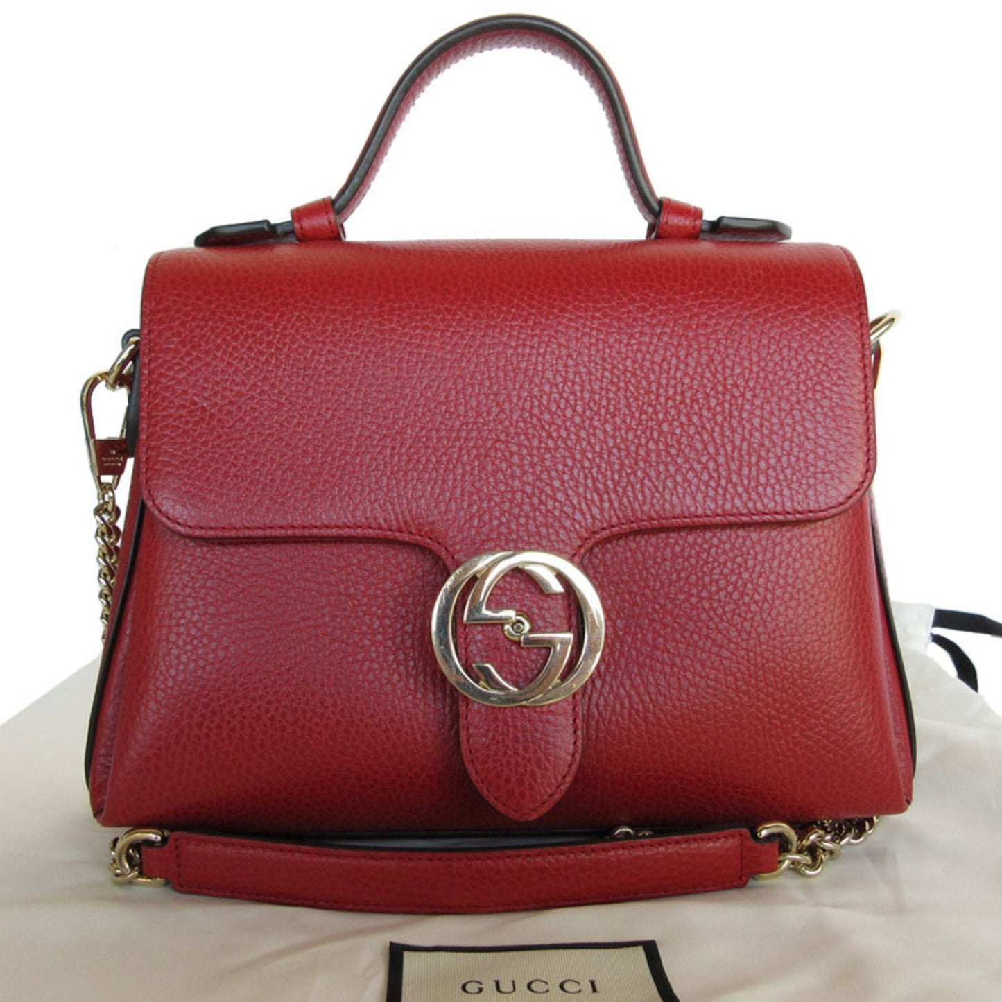Gucci Red Color Leather Handbag Shoulder Bag ()