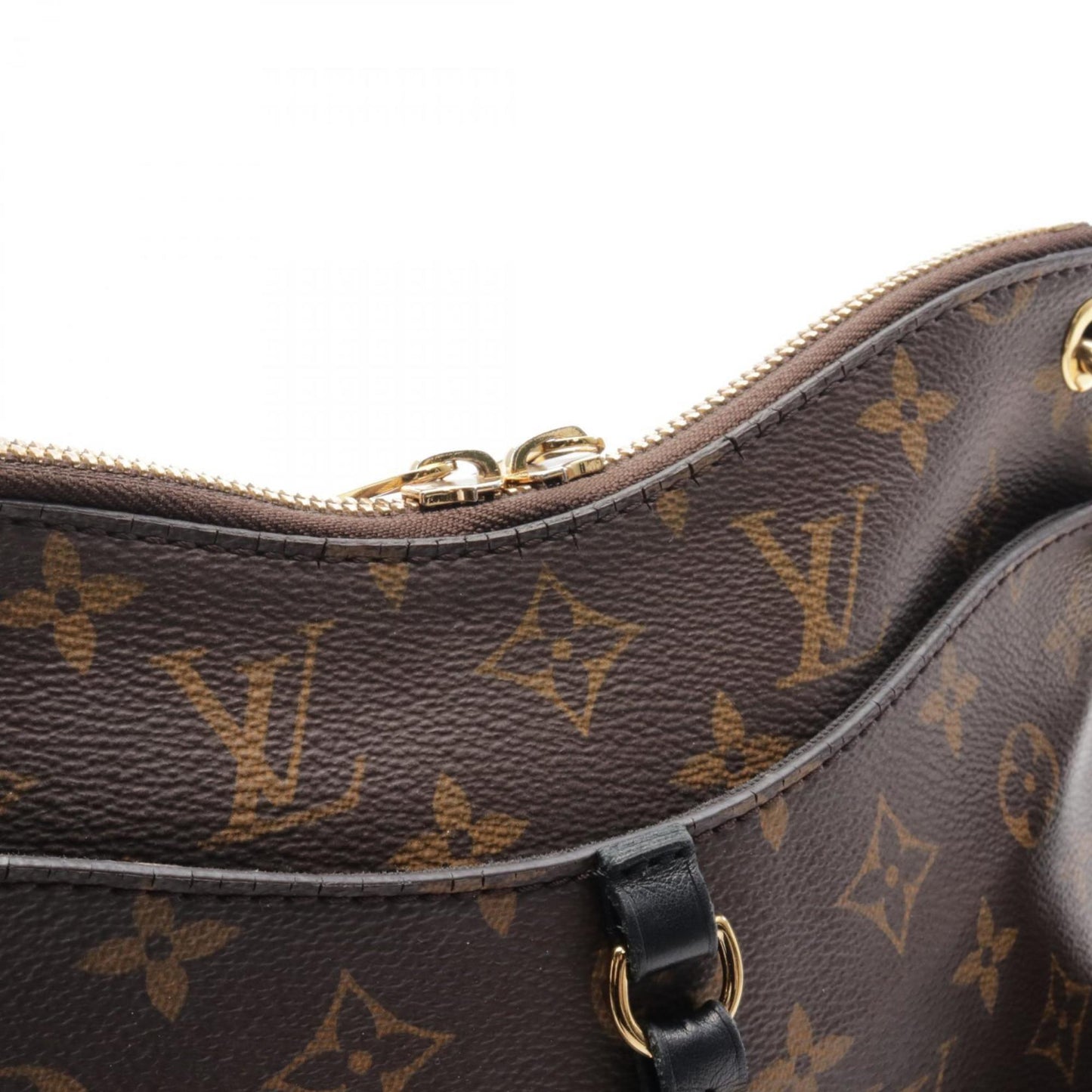 Louis Vuitton Black Brown Coated Canvas Leather Shoulder Bag