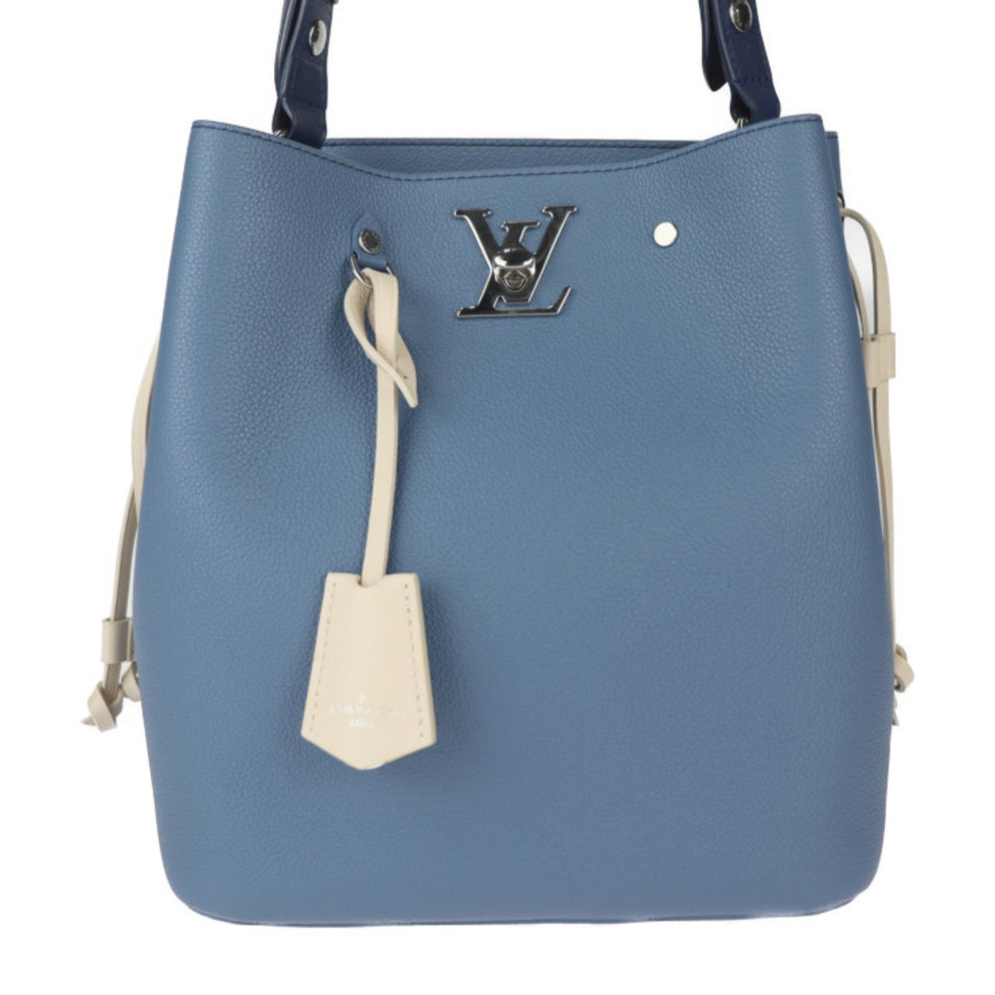 Louis Vuitton Blue Jean Leather Handbag Shoulder Bag Tote Bag