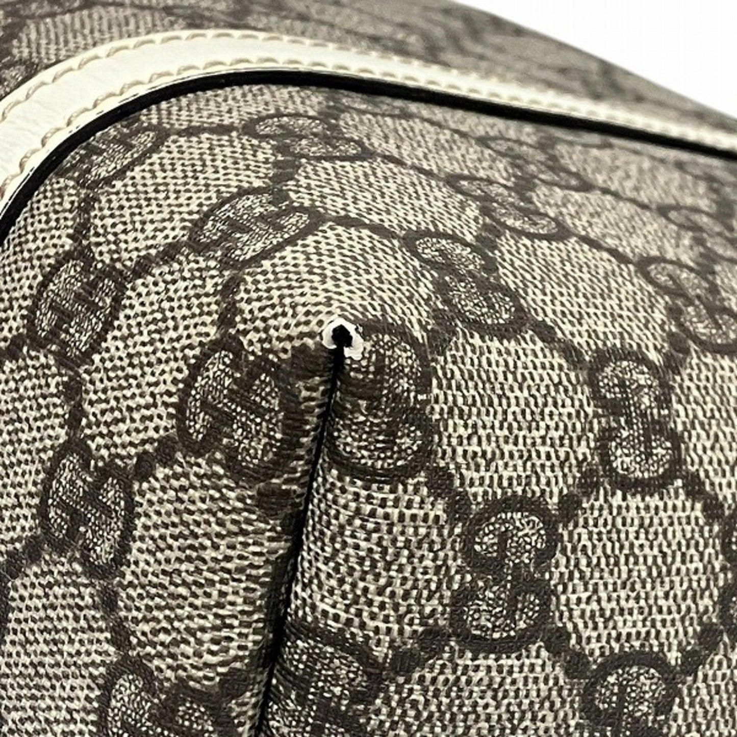 Gucci Brown White Gg Supreme Leather Shoulder Bag Tote Bag