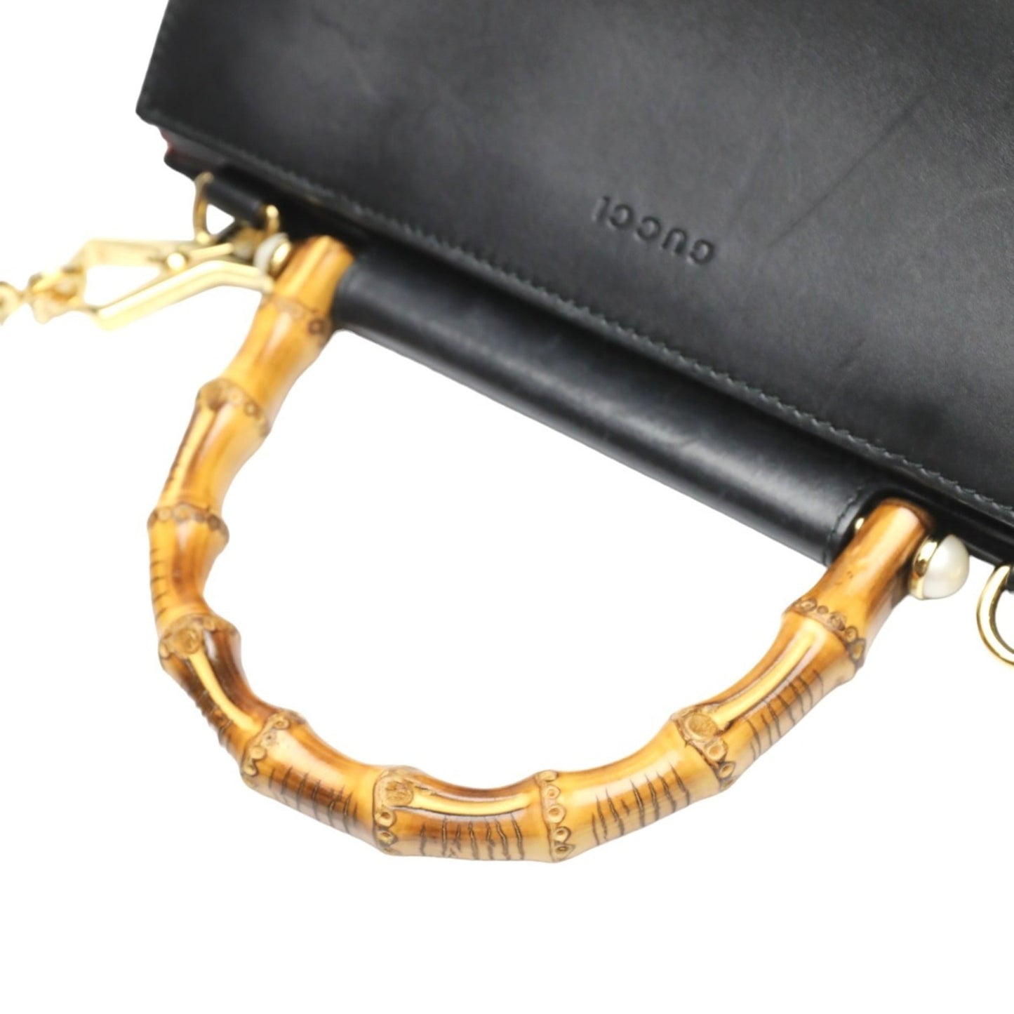 Gucci Bamboo Black Leather Handbag