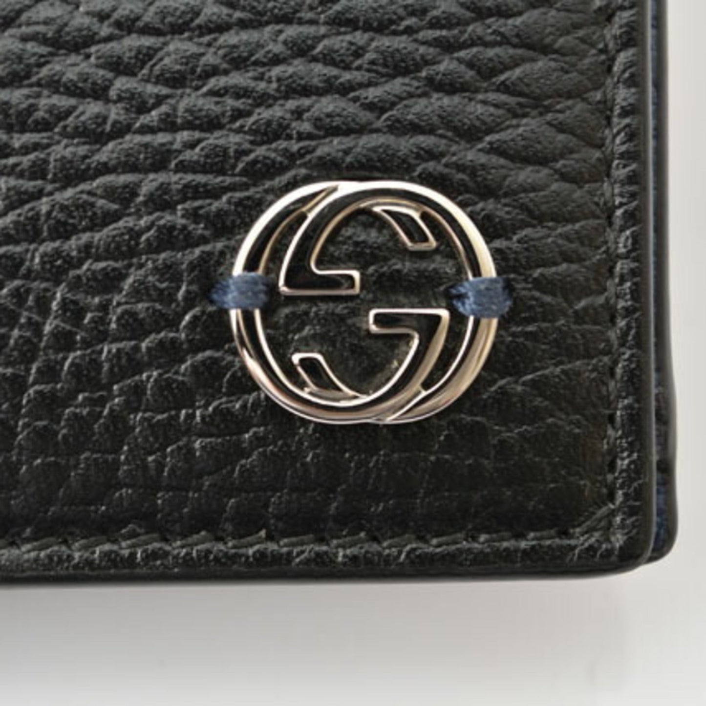 Gucci Black Blue Leather Coin Purse/Coin Case