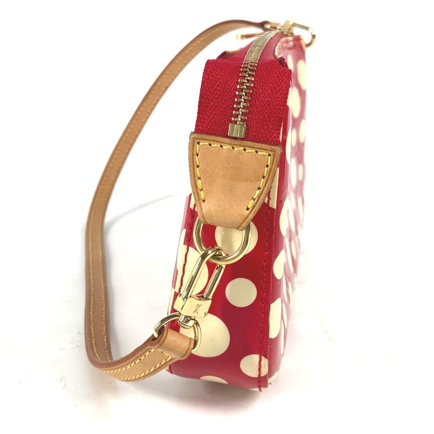 Louis Vuitton Red Color White Patent Leather Pochette Pouch Shoulder Bag