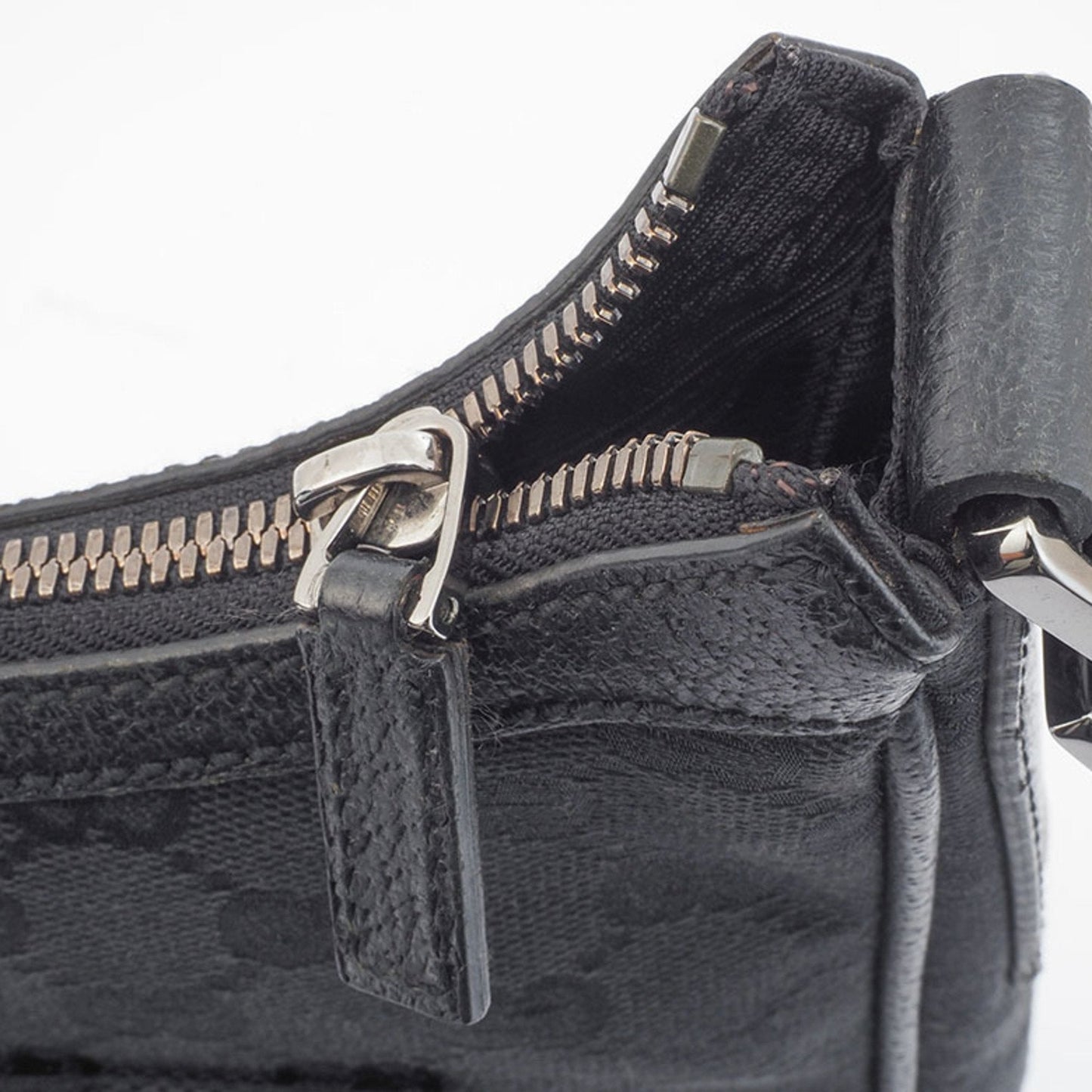 Gucci Gg Canvas Black Canvas Leather Shoulder Bag