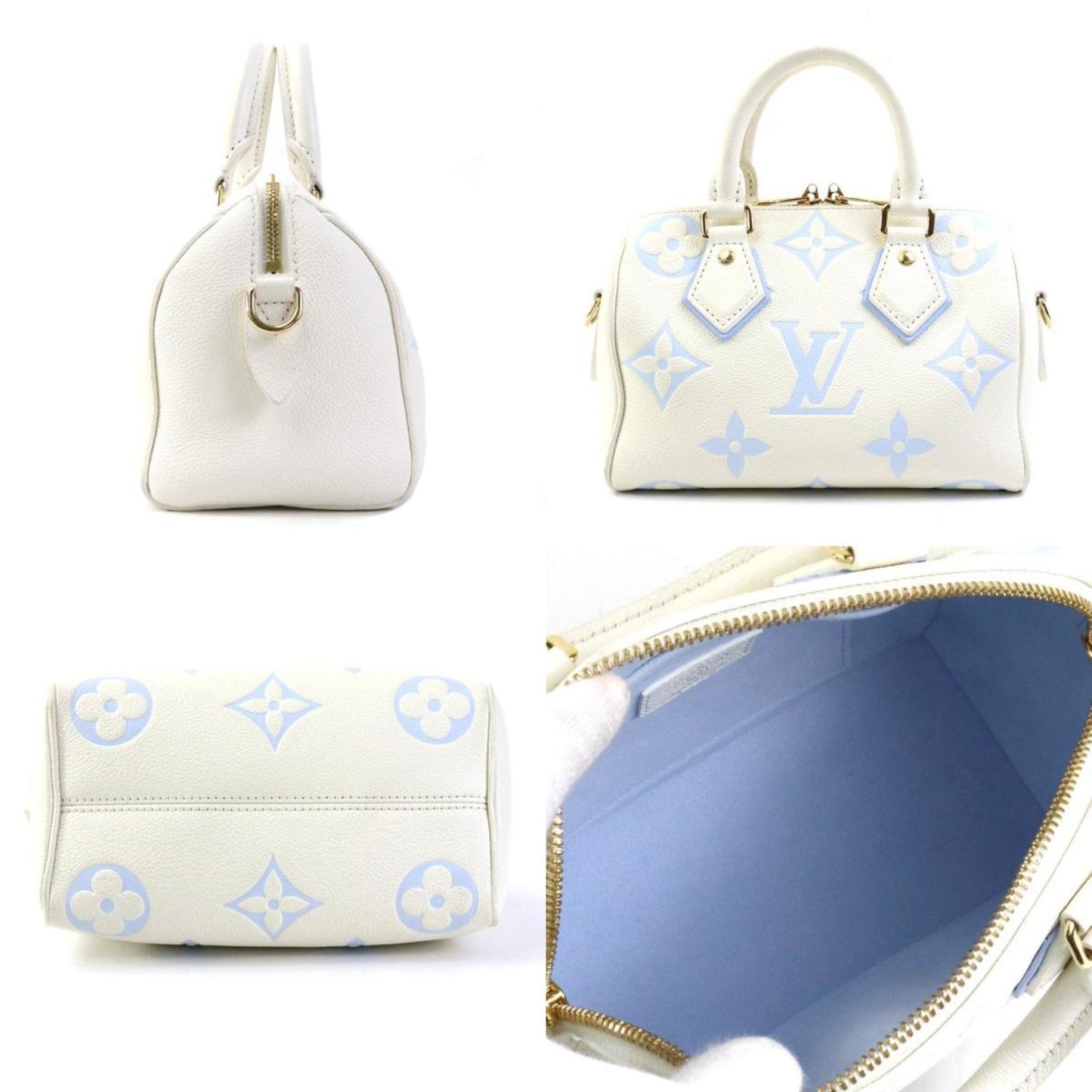 Louis Vuitton Blue White Leather Handbag Shoulder Bag