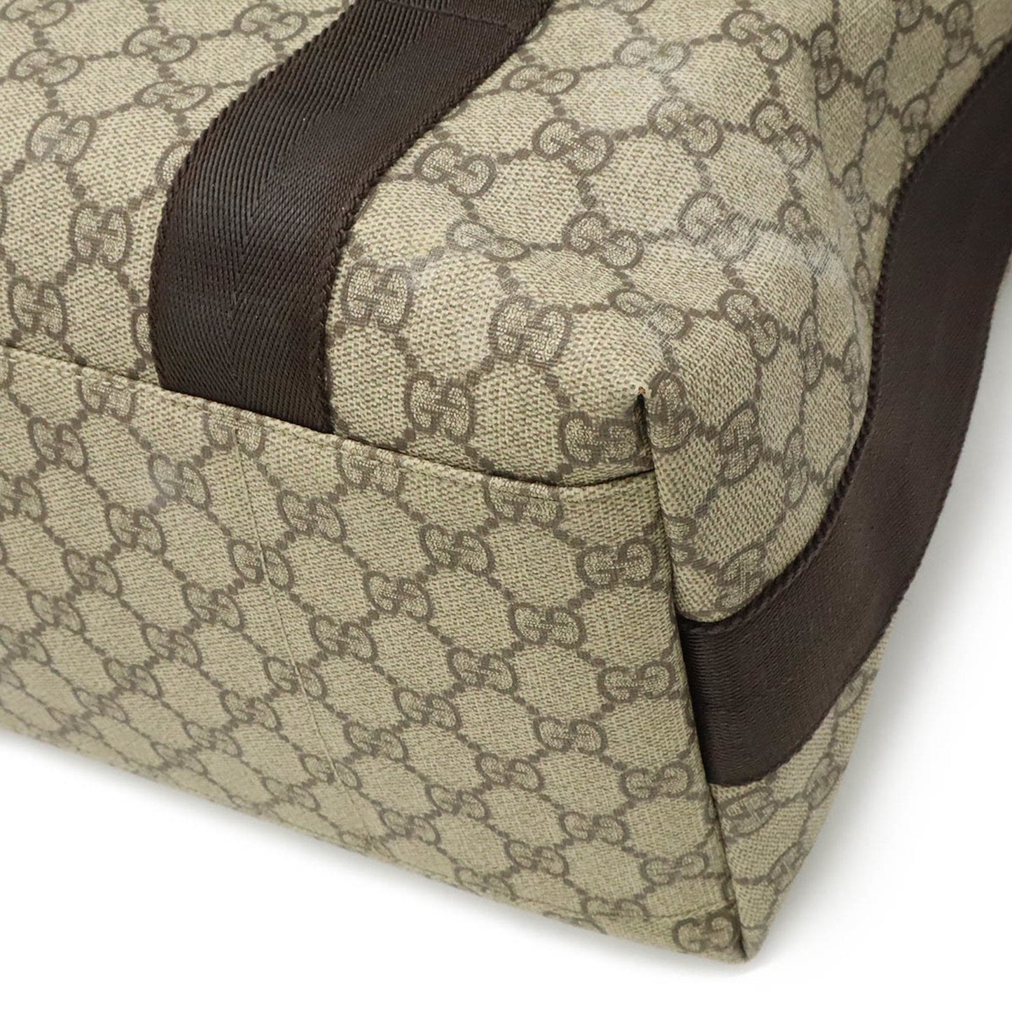 Gucci Gg Plus Beige Dark Brown Pvc Leather Shoulder Bag