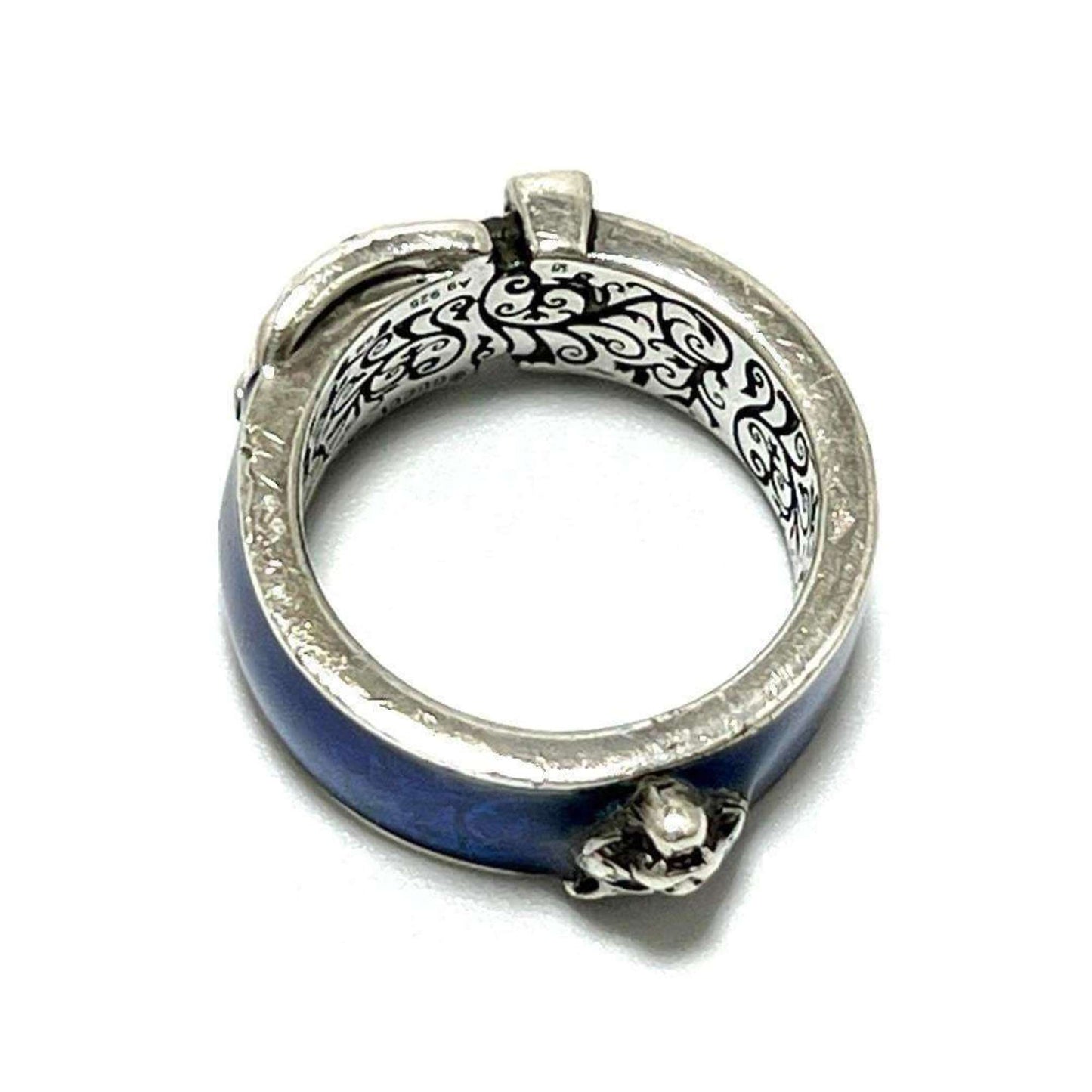 Gucci Blue Enamel Silver 925 Band Ring